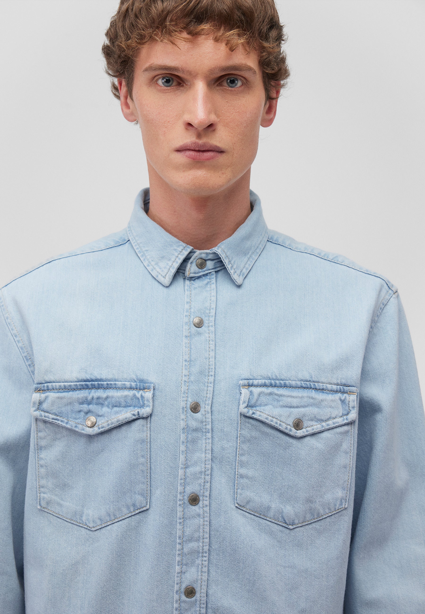 Ted in Lt Blue Denim Hemden Mavi