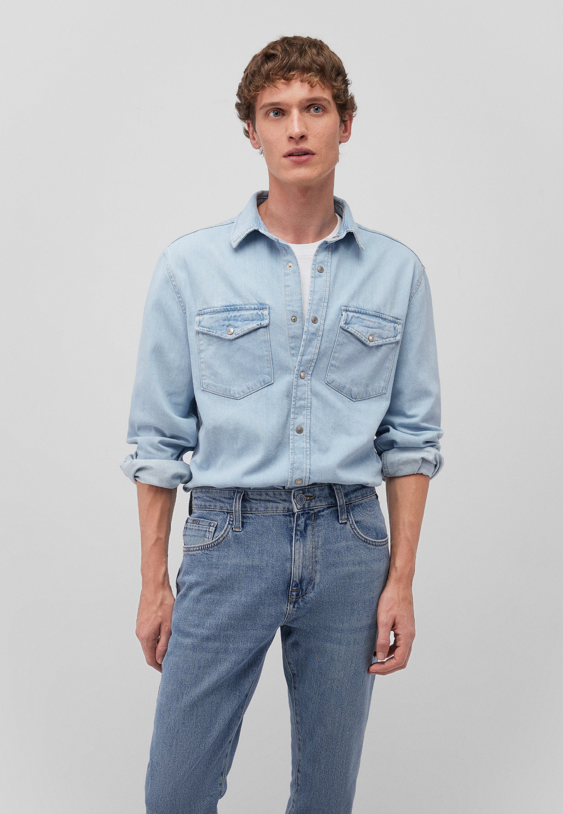 Ted in Lt Blue Denim Hemden Mavi