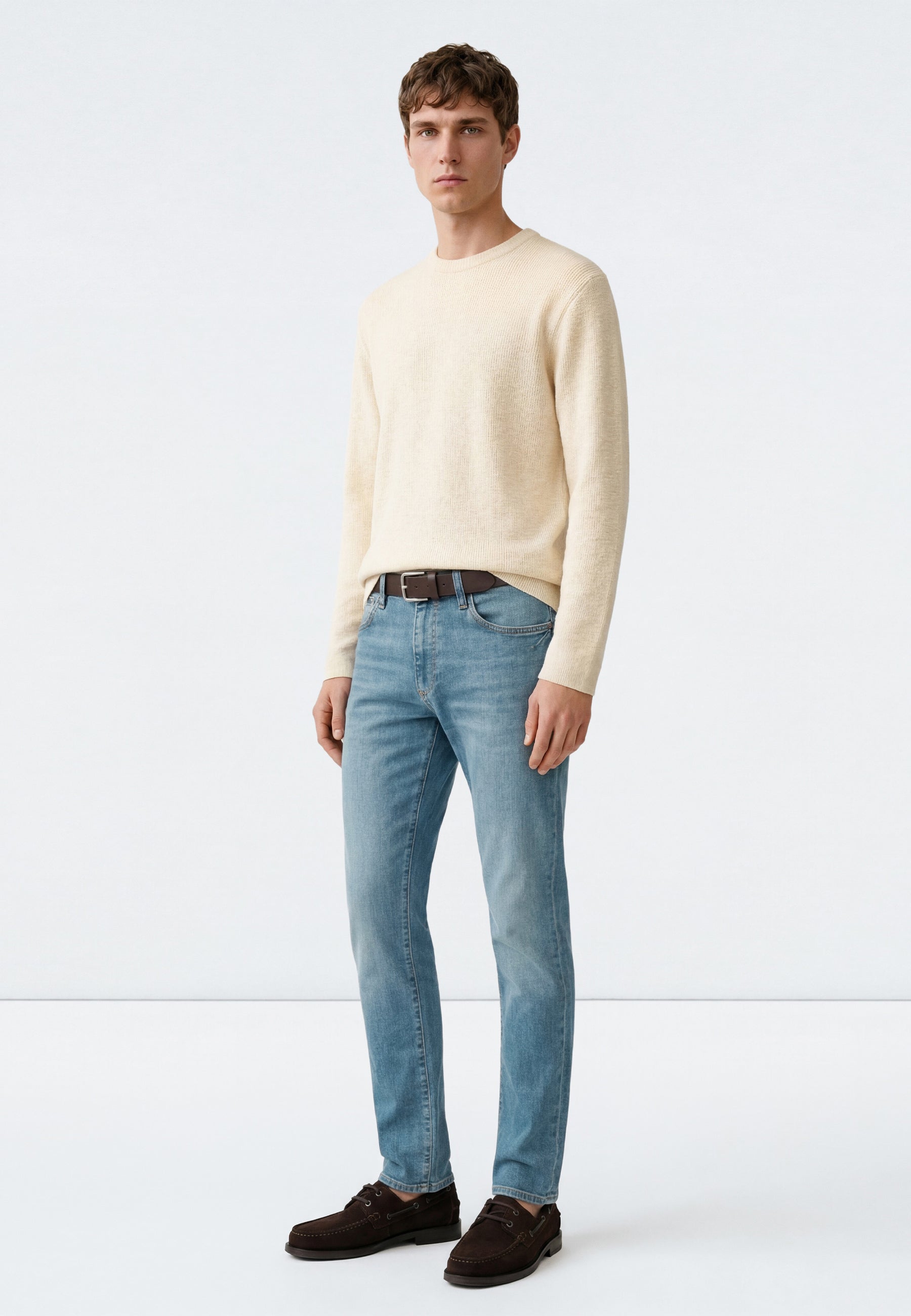 Crew Neck Sweater in Almond Milk Pullover Mavi