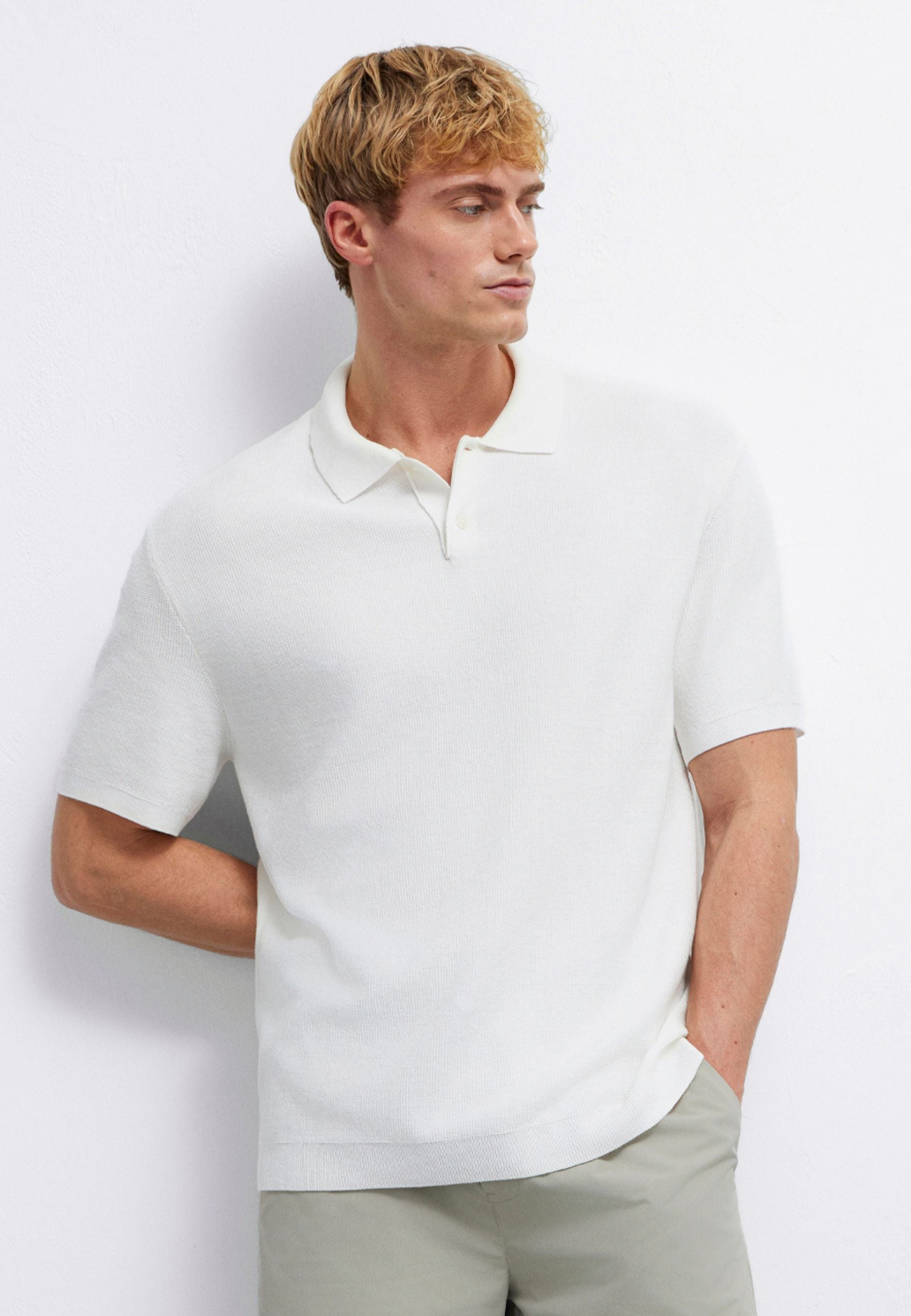 Polo Neck Knit in Antique White T-Shirts Mavi