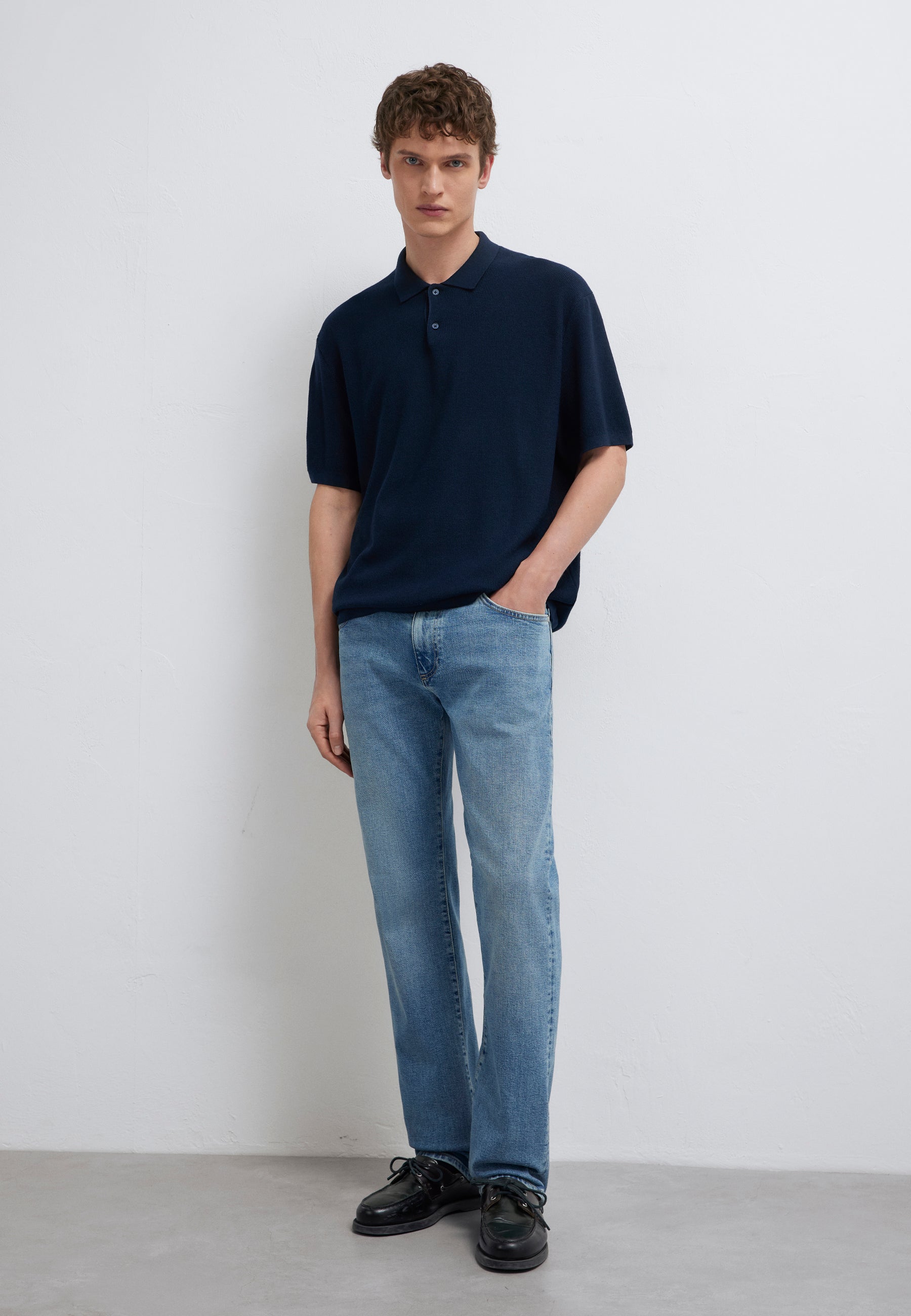 Polo Neck Knit in Total Eclipse T-Shirts Mavi