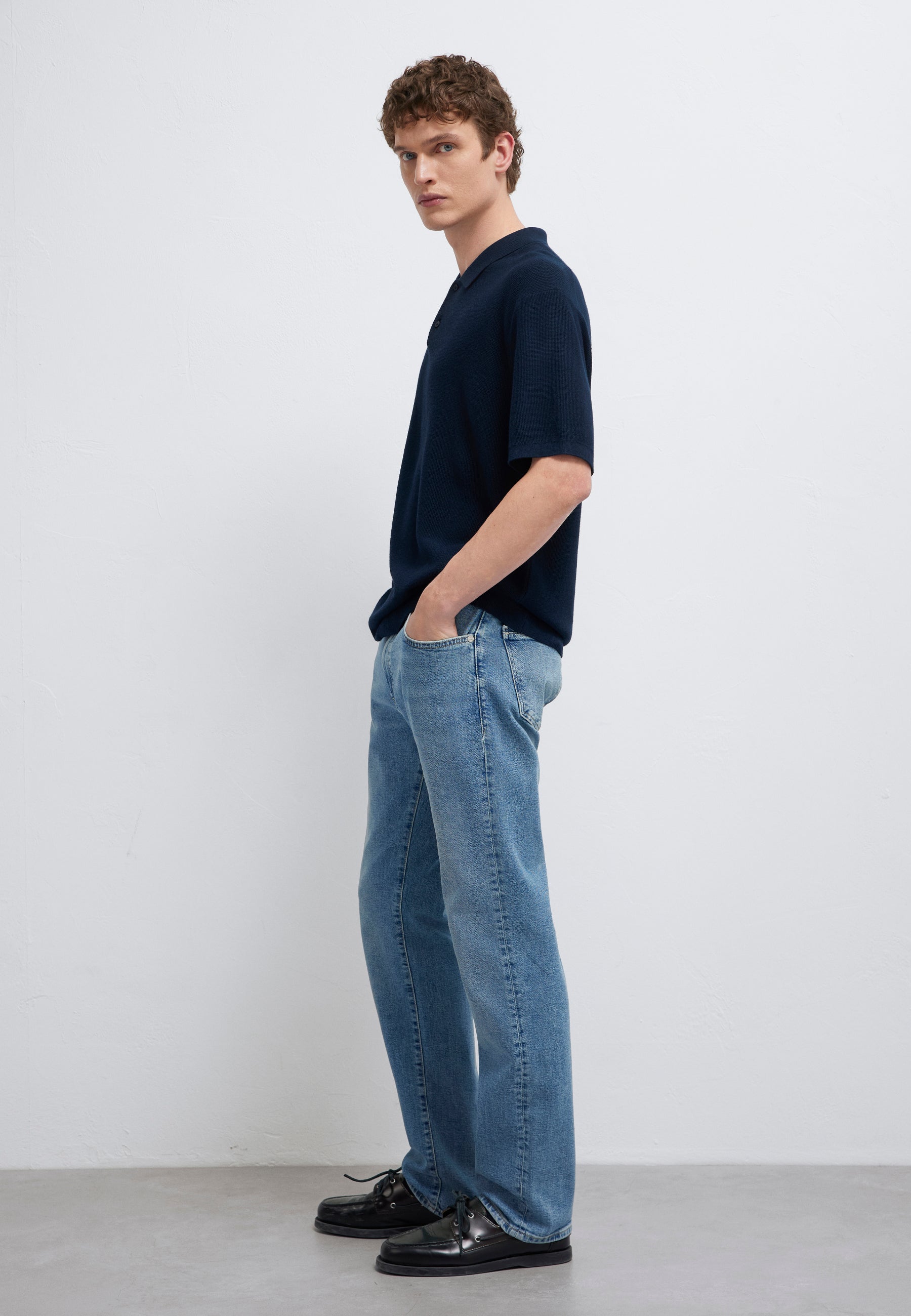 Polo Neck Knit in Total Eclipse T-Shirts Mavi