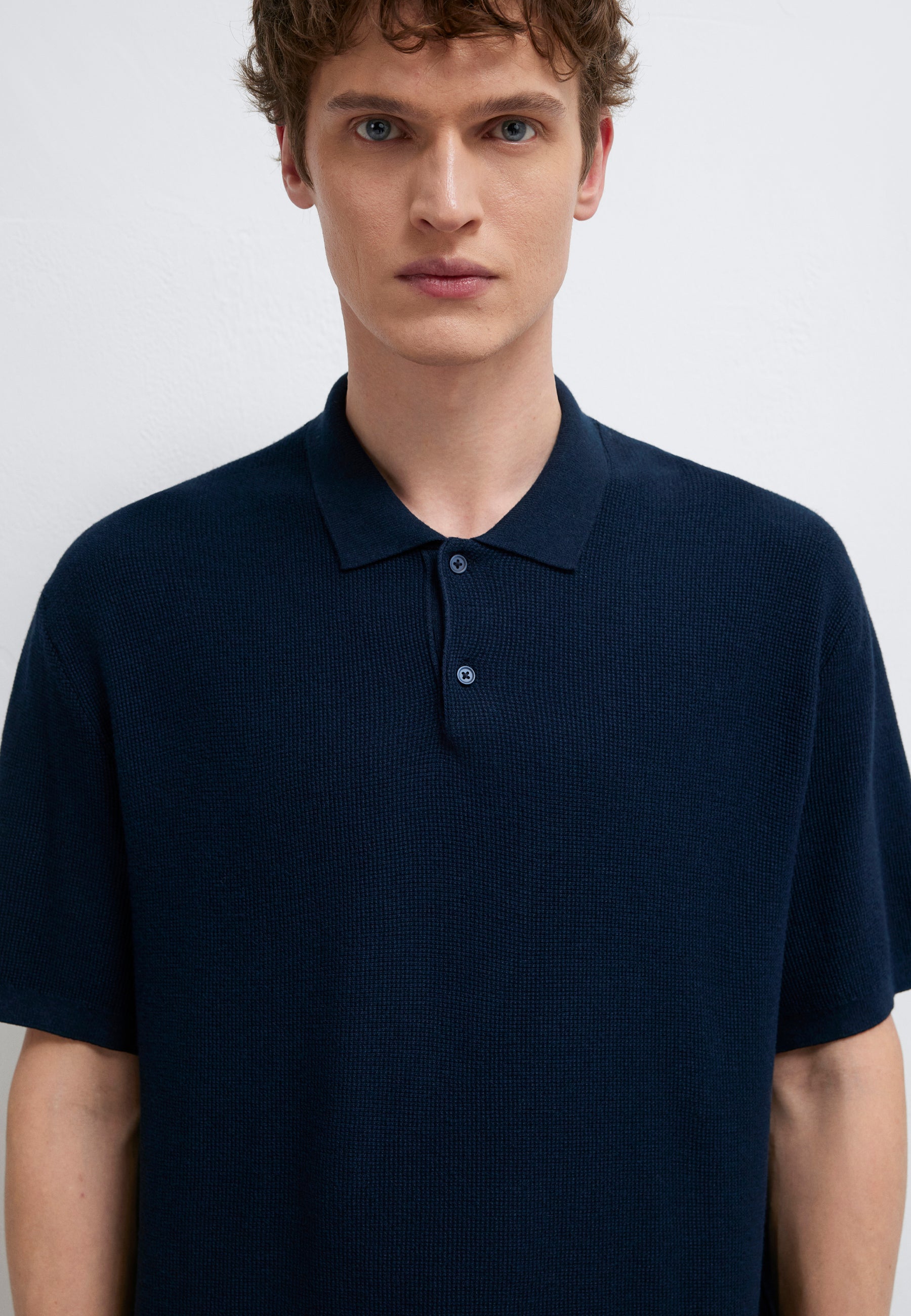 Polo Neck Knit in Total Eclipse T-Shirts Mavi