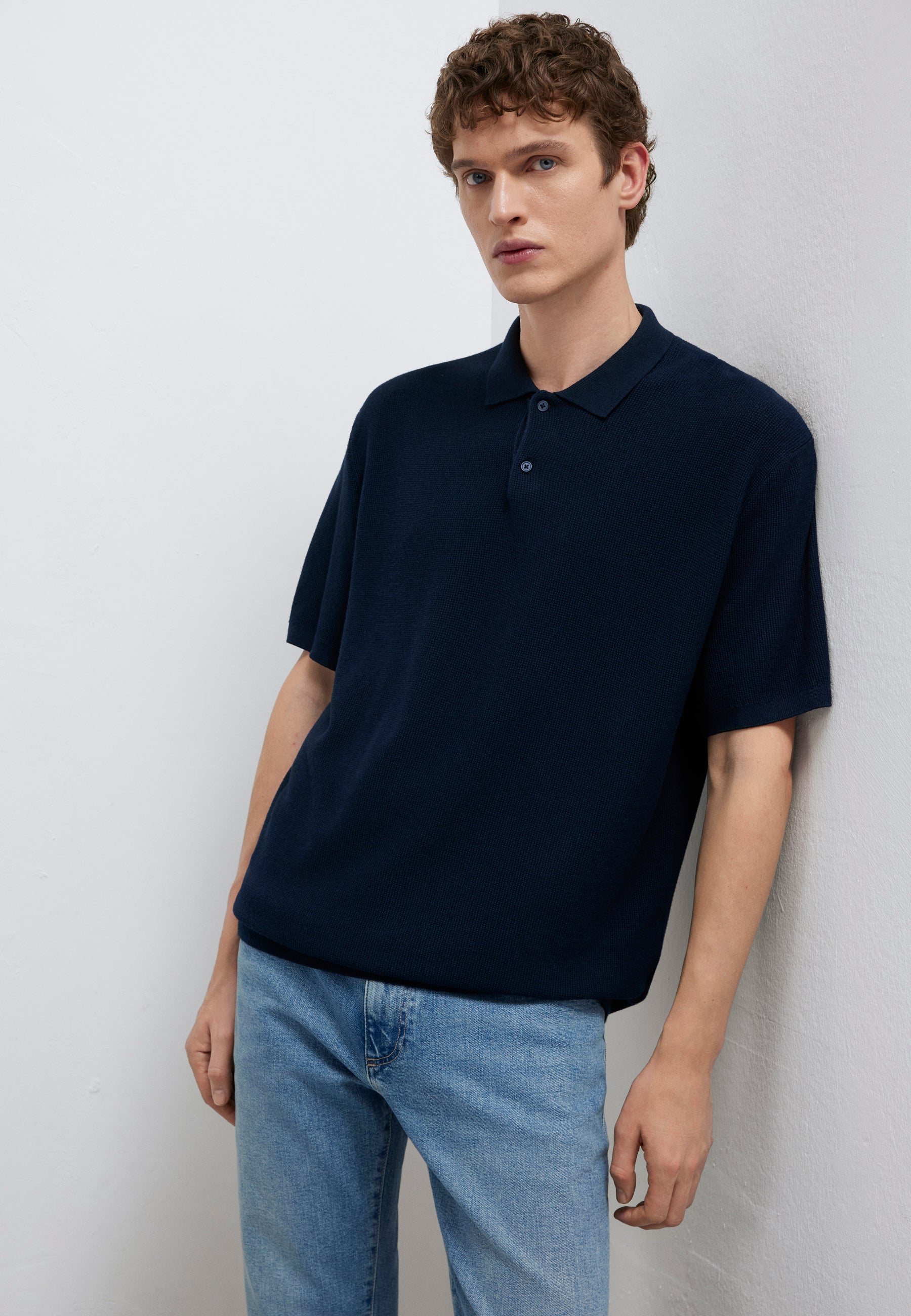 Polo Neck Knit in Total Eclipse T-Shirts Mavi
