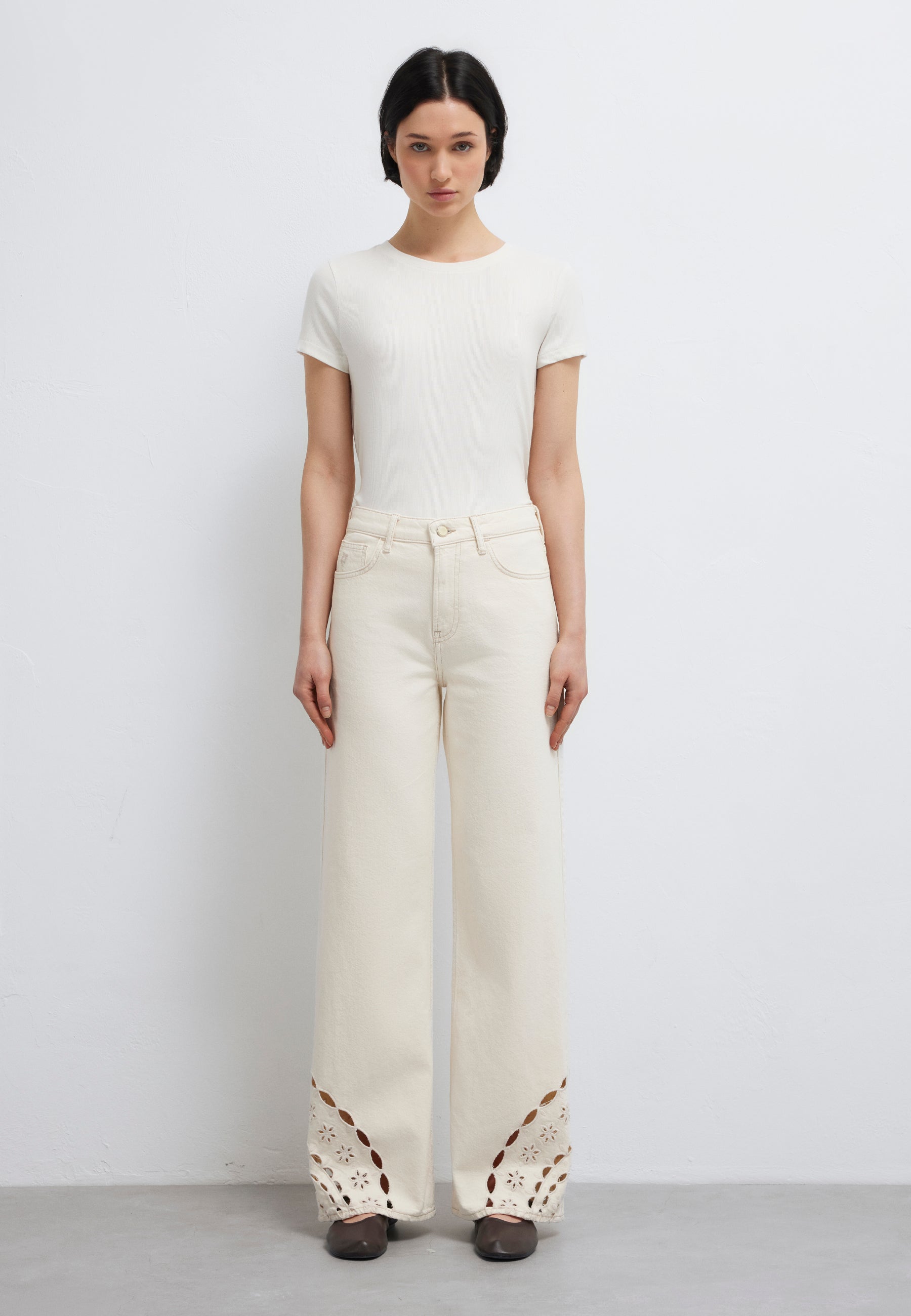 Malibu in Cream Denim Jeans Mavi