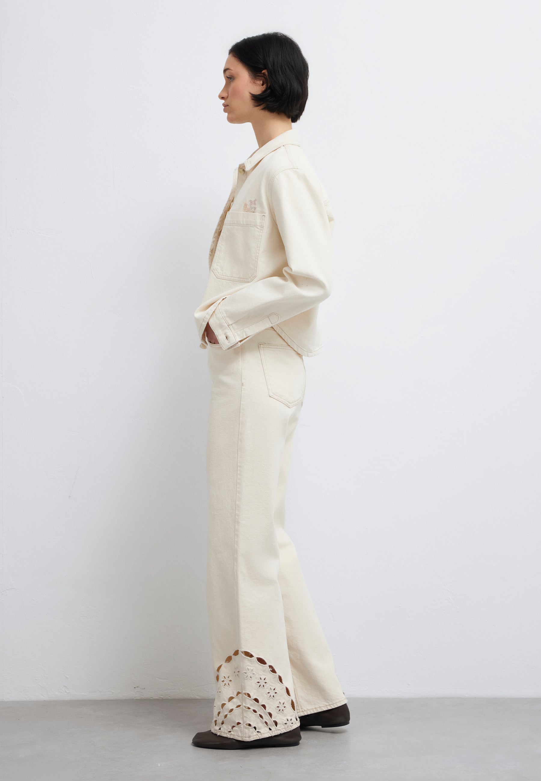 Malibu in Cream Denim Jeans Mavi