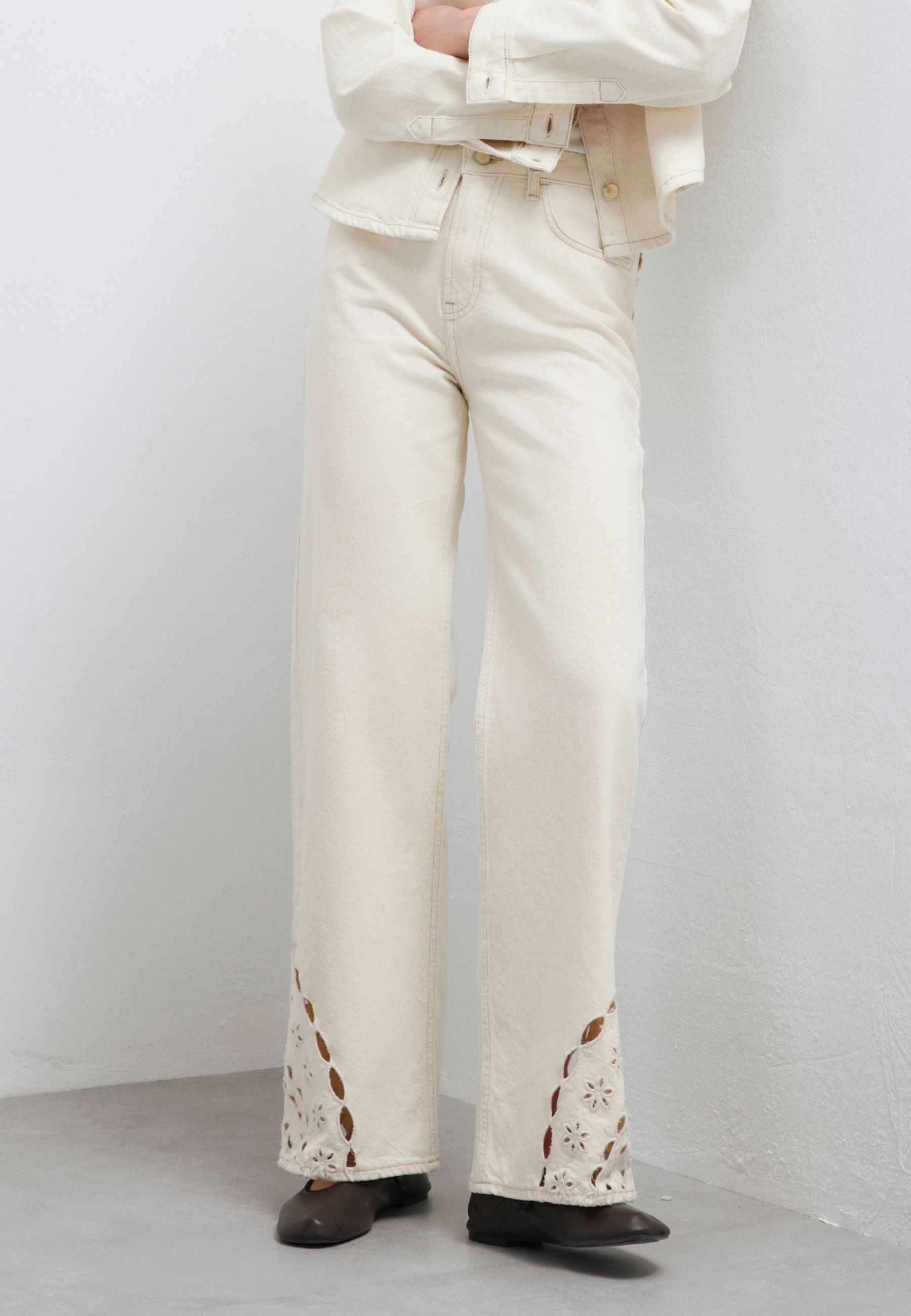 Malibu in Cream Denim Jeans Mavi