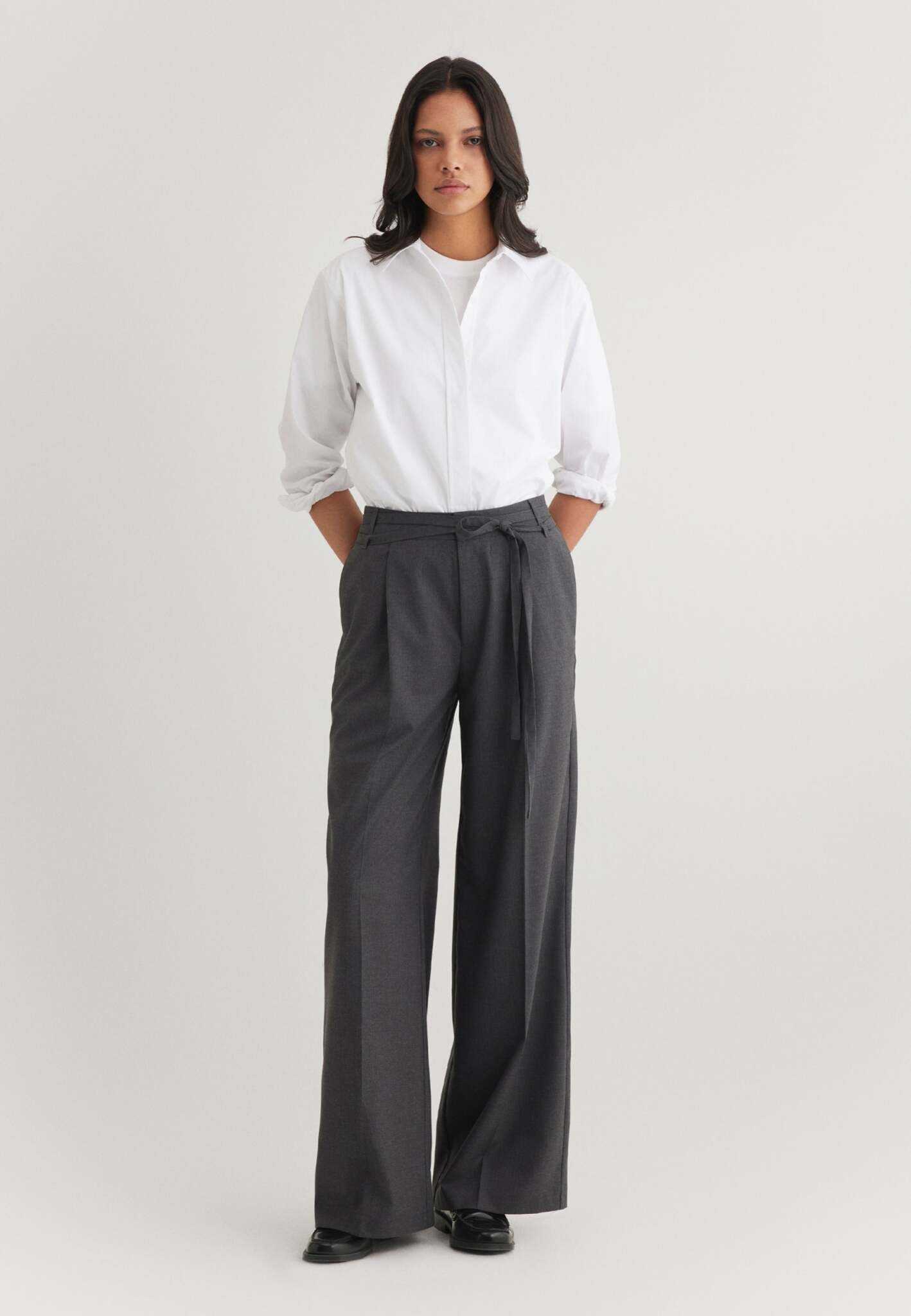 Woven Pants Belt in Antrasit Pin Stripe Hosen Mavi