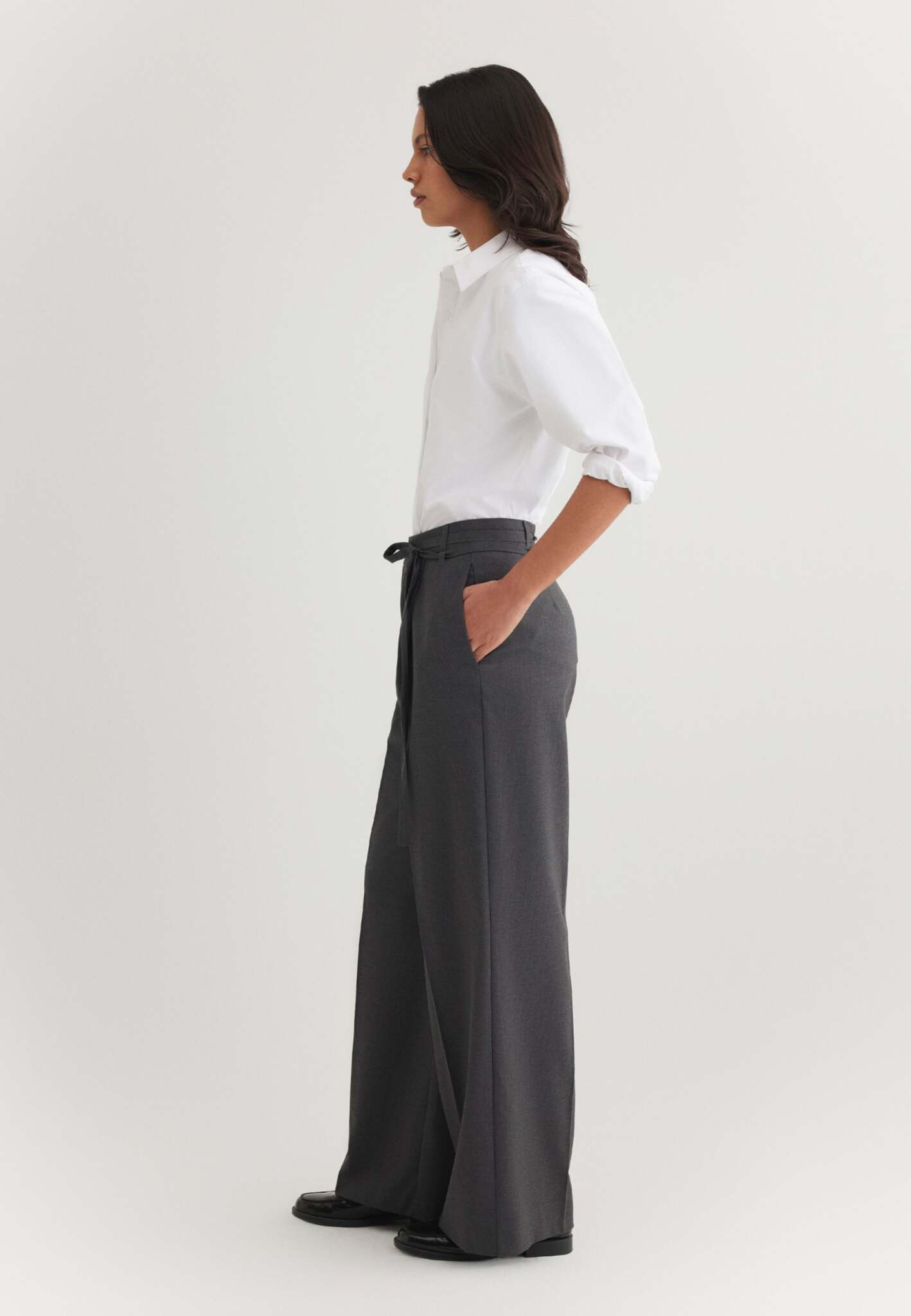 Woven Pants Belt in Antrasit Pin Stripe Hosen Mavi