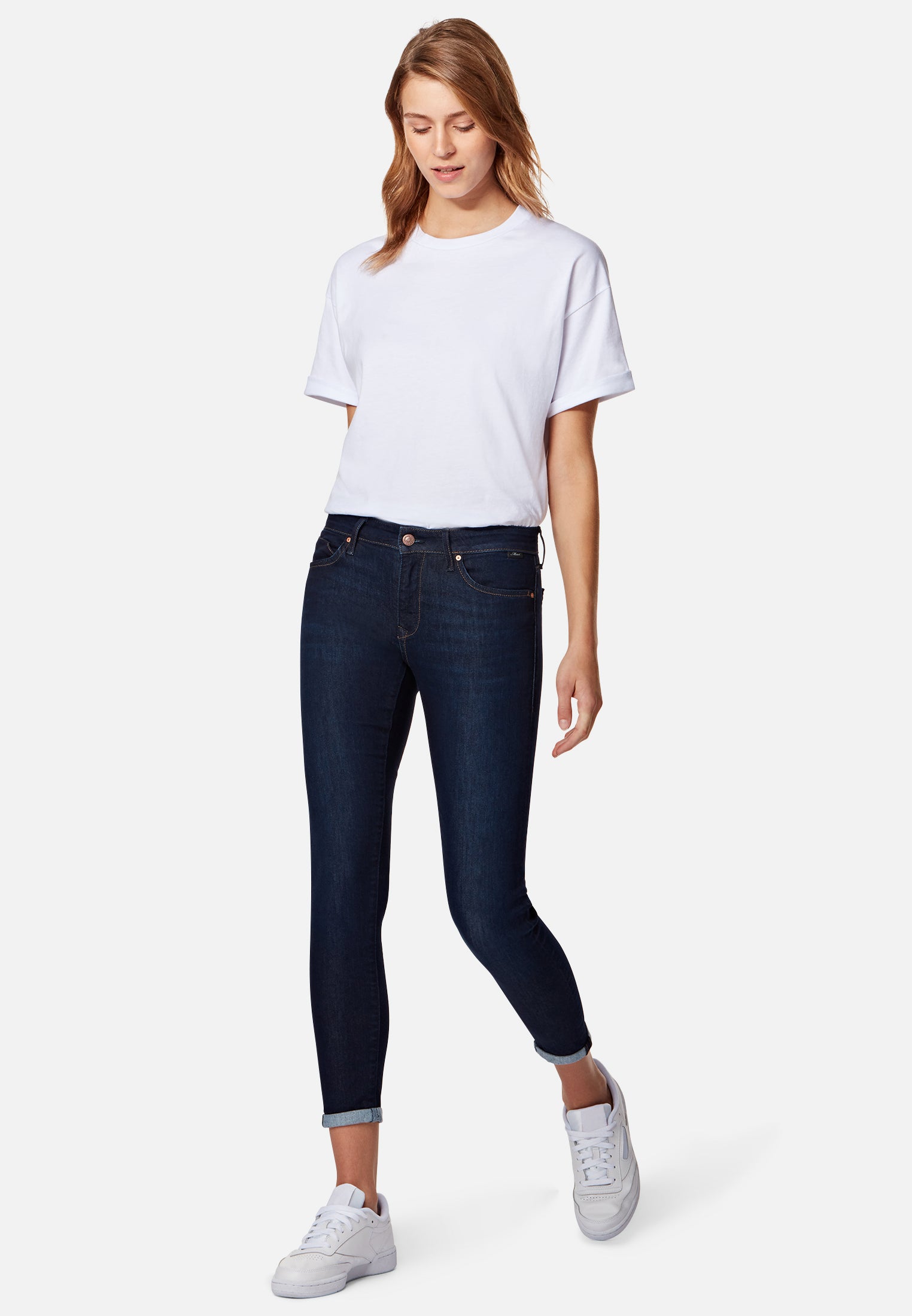Lexy in Deep Sateen Glam Jeans Mavi   