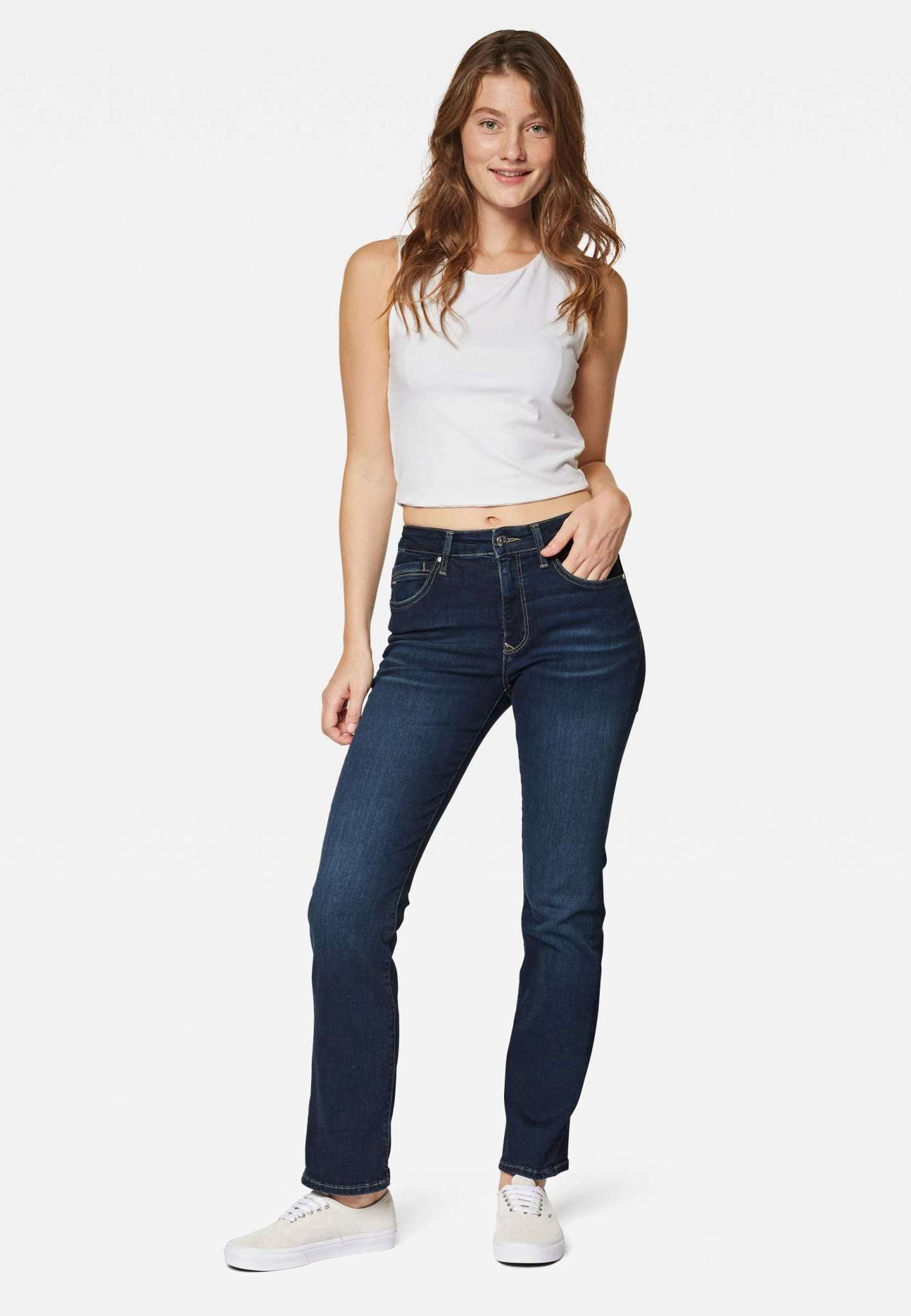 Kendra in Deep Shaded Glam Jeans Mavi   