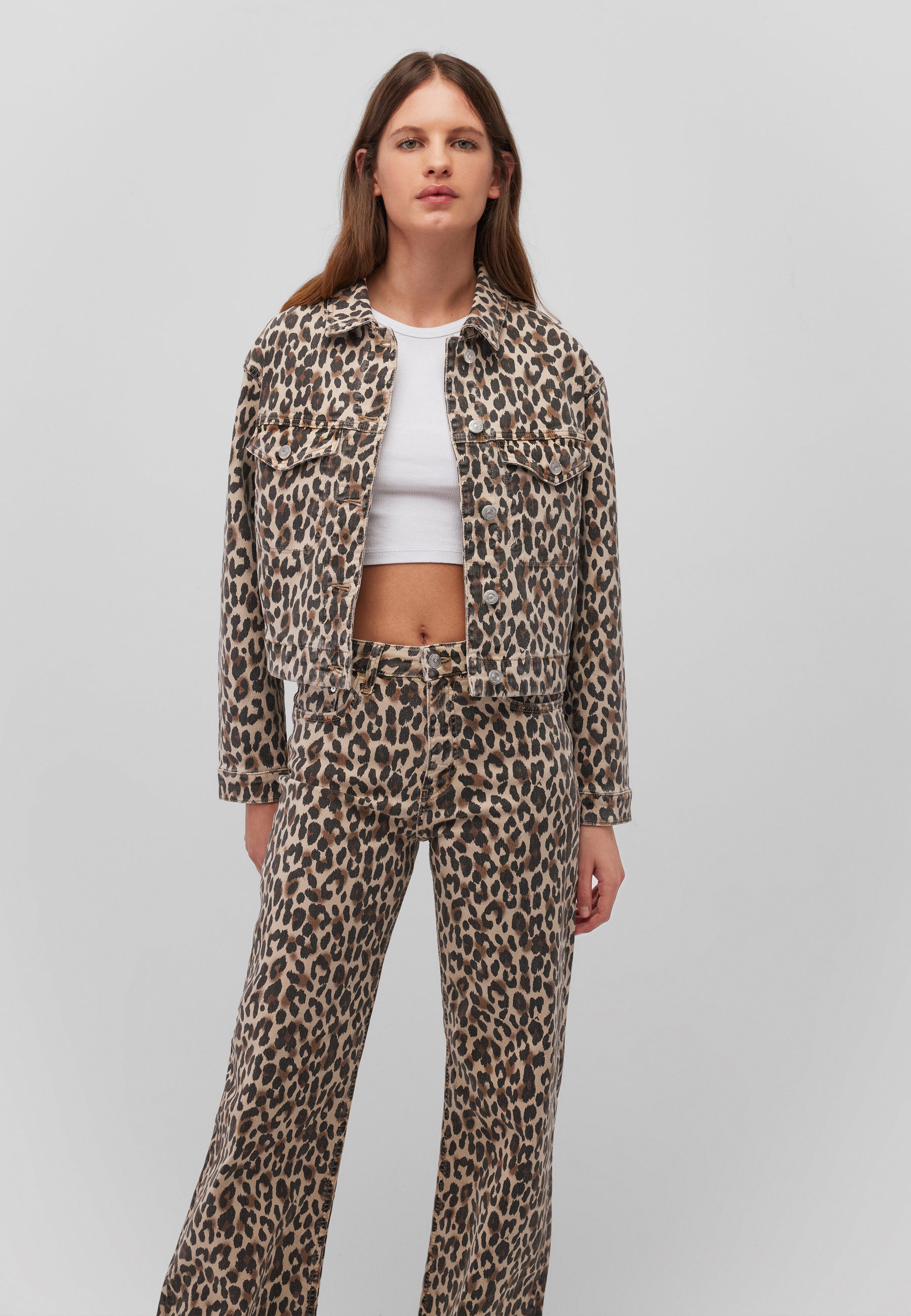 Maren in Leopard Denim Jacken Mavi