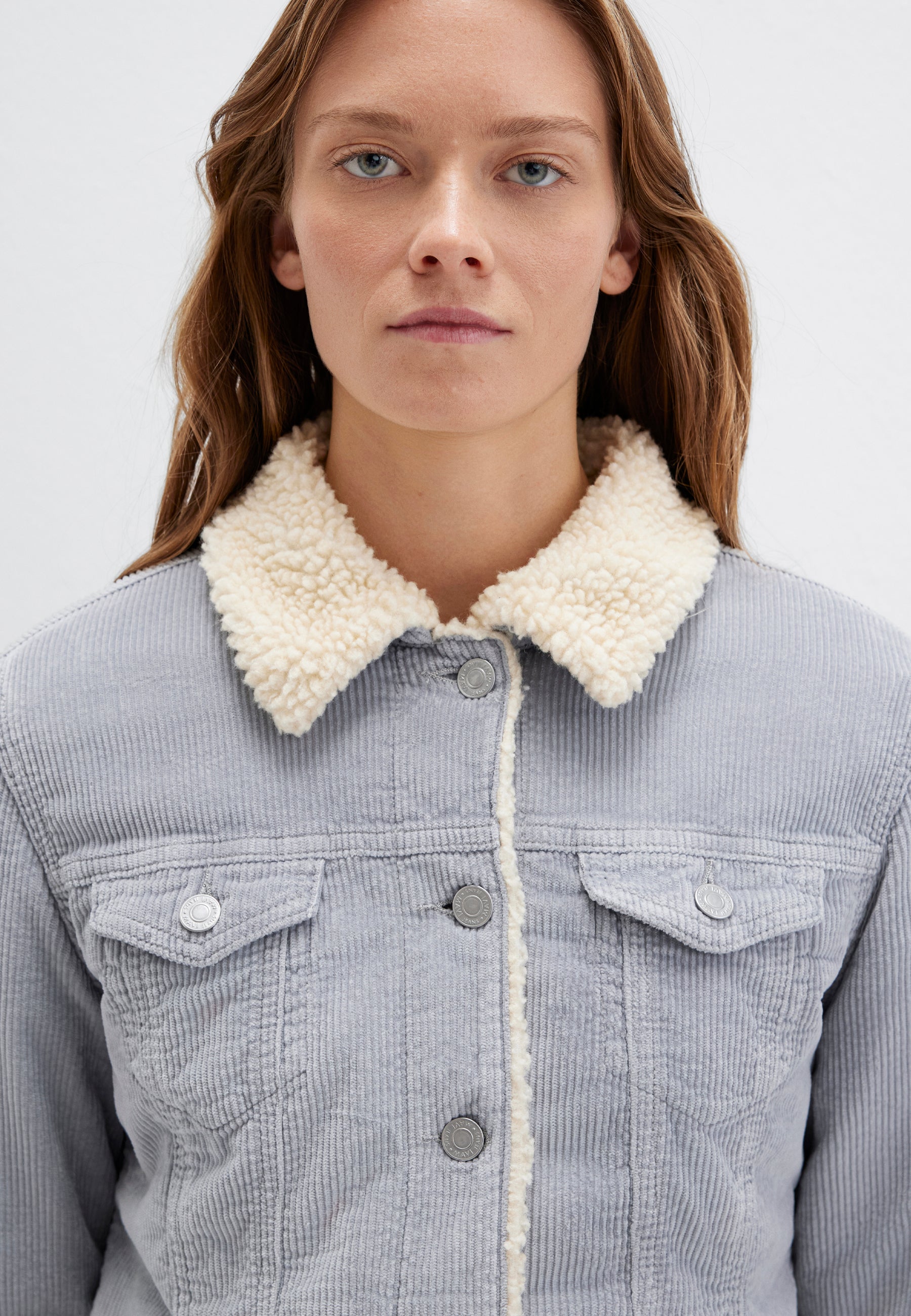 Daisy Sherpa in Sleet Cord Jacken Mavi