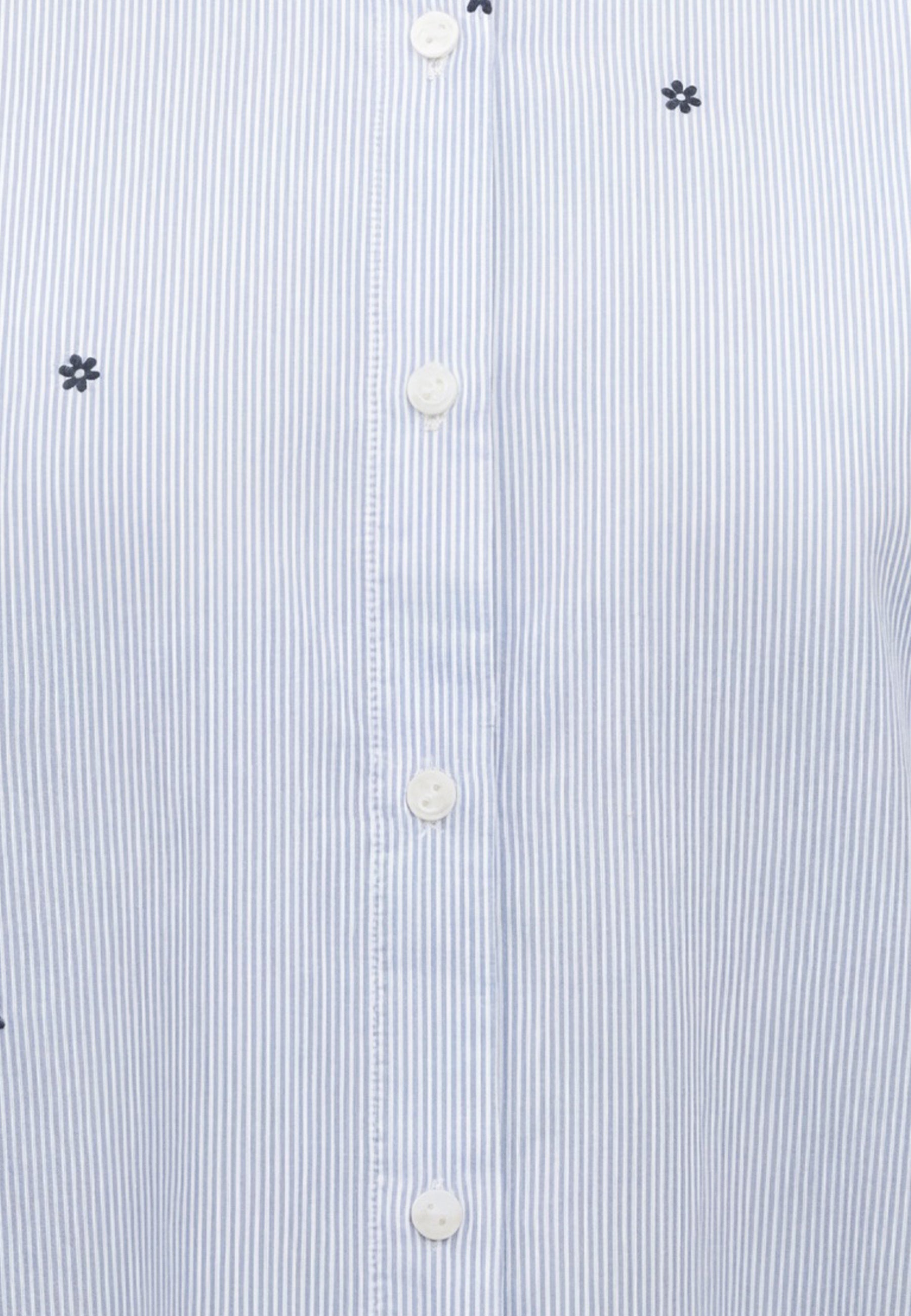 Long Sleeve Woven Shirt in Oxford Striped Small Daisy Print Hemden Mavi