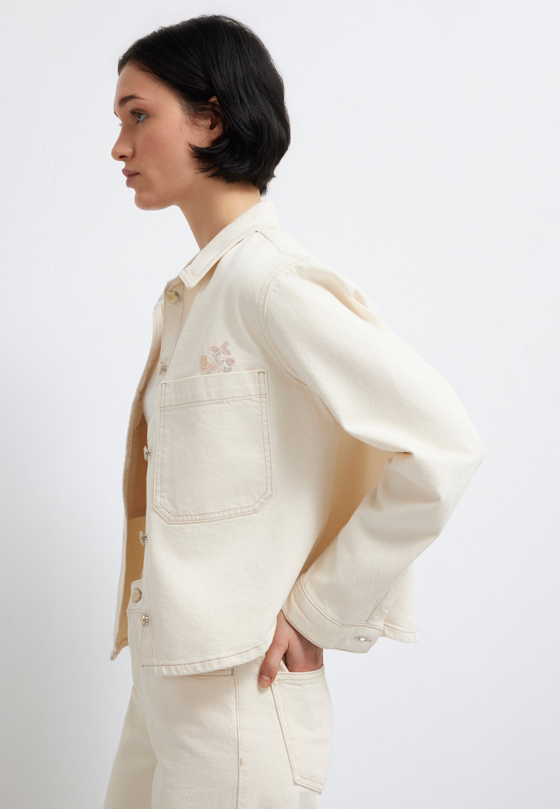 Paola in Cream Denim Hemden Mavi