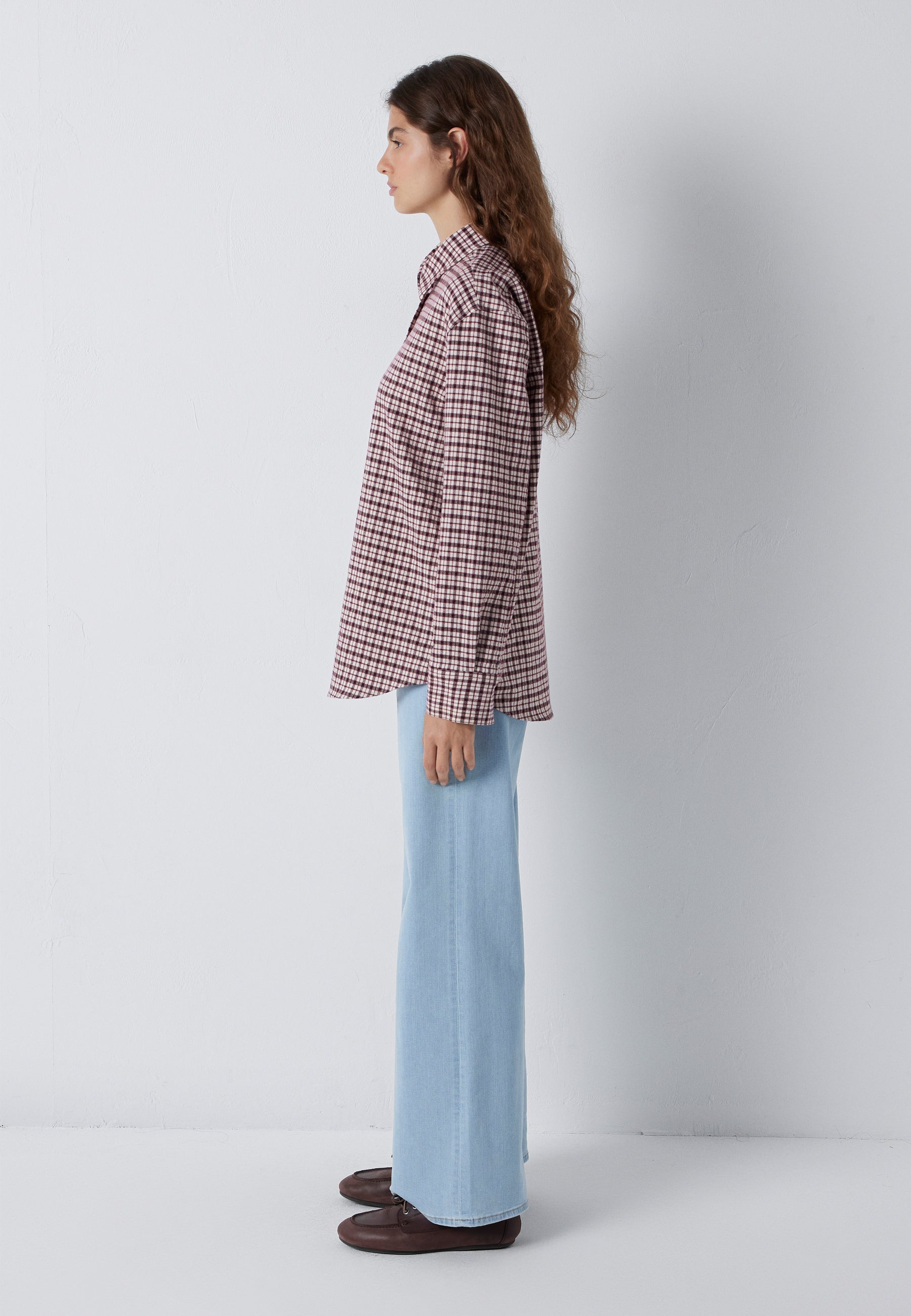 Bluse Check in Cherry Check Hemden Mavi