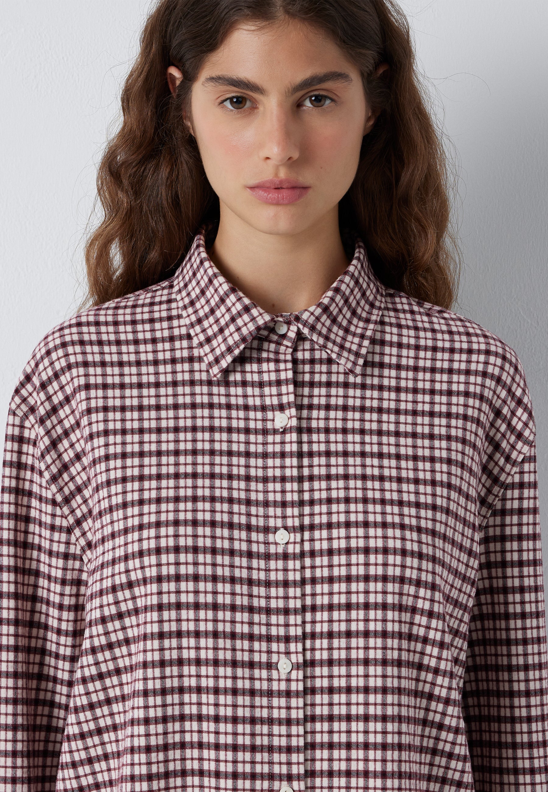 Bluse Check in Cherry Check Hemden Mavi