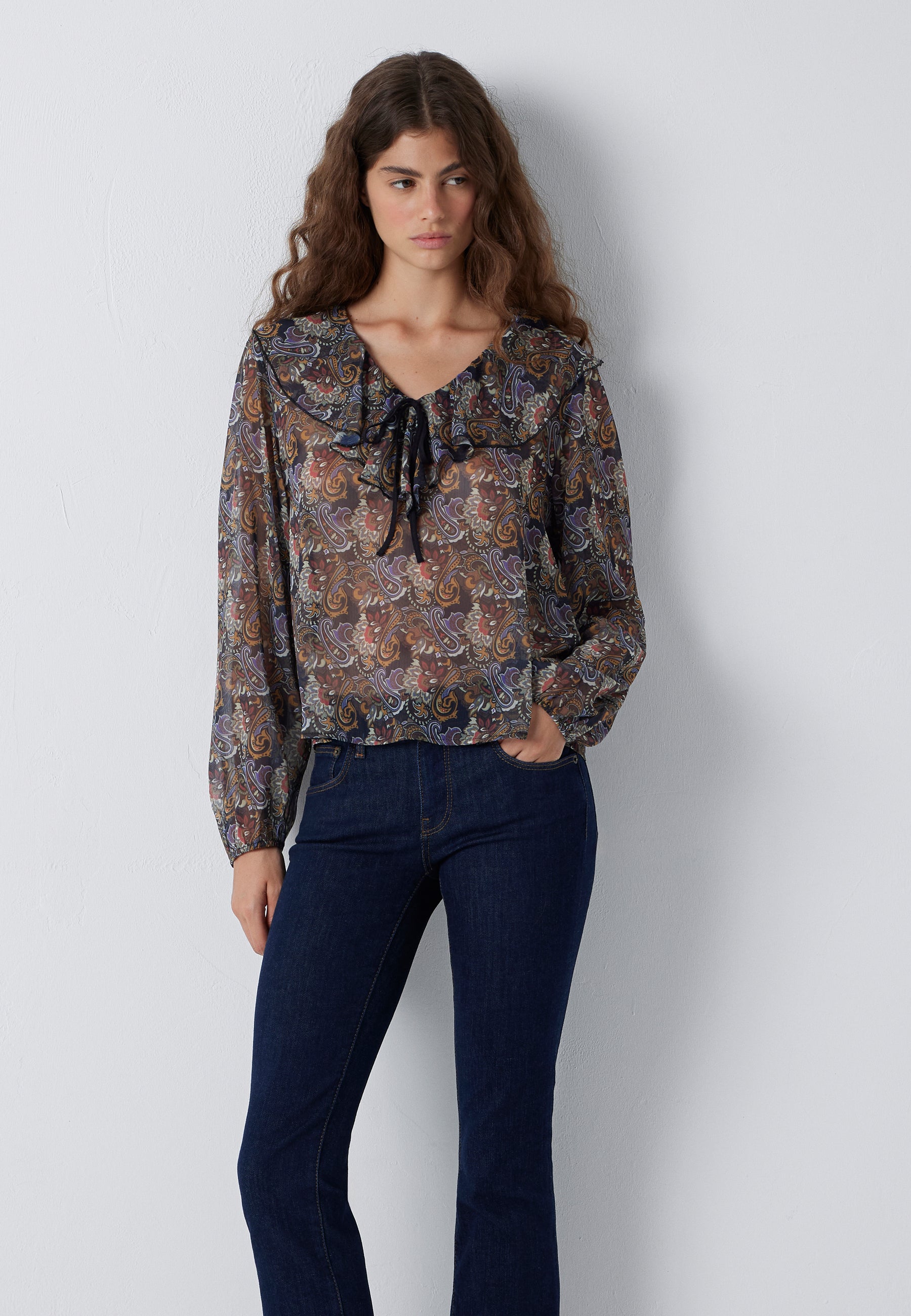 Bluse Paisley in Paisley Print Hemden Mavi