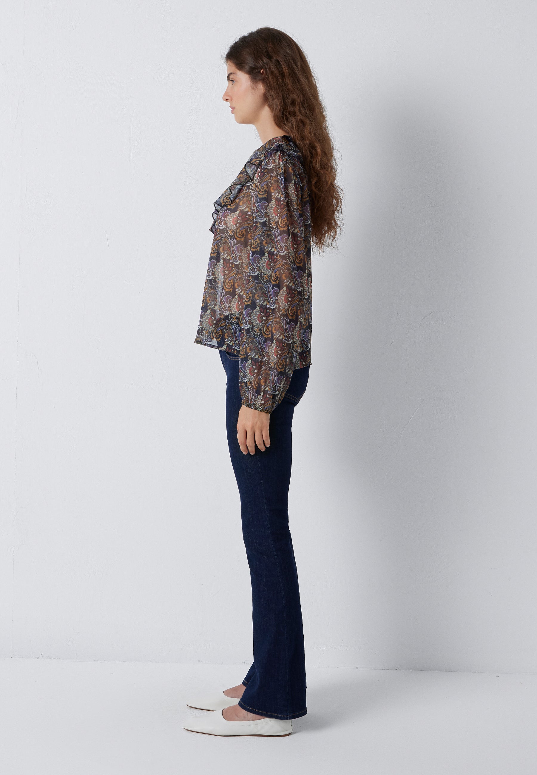 Bluse Paisley in Paisley Print Hemden Mavi