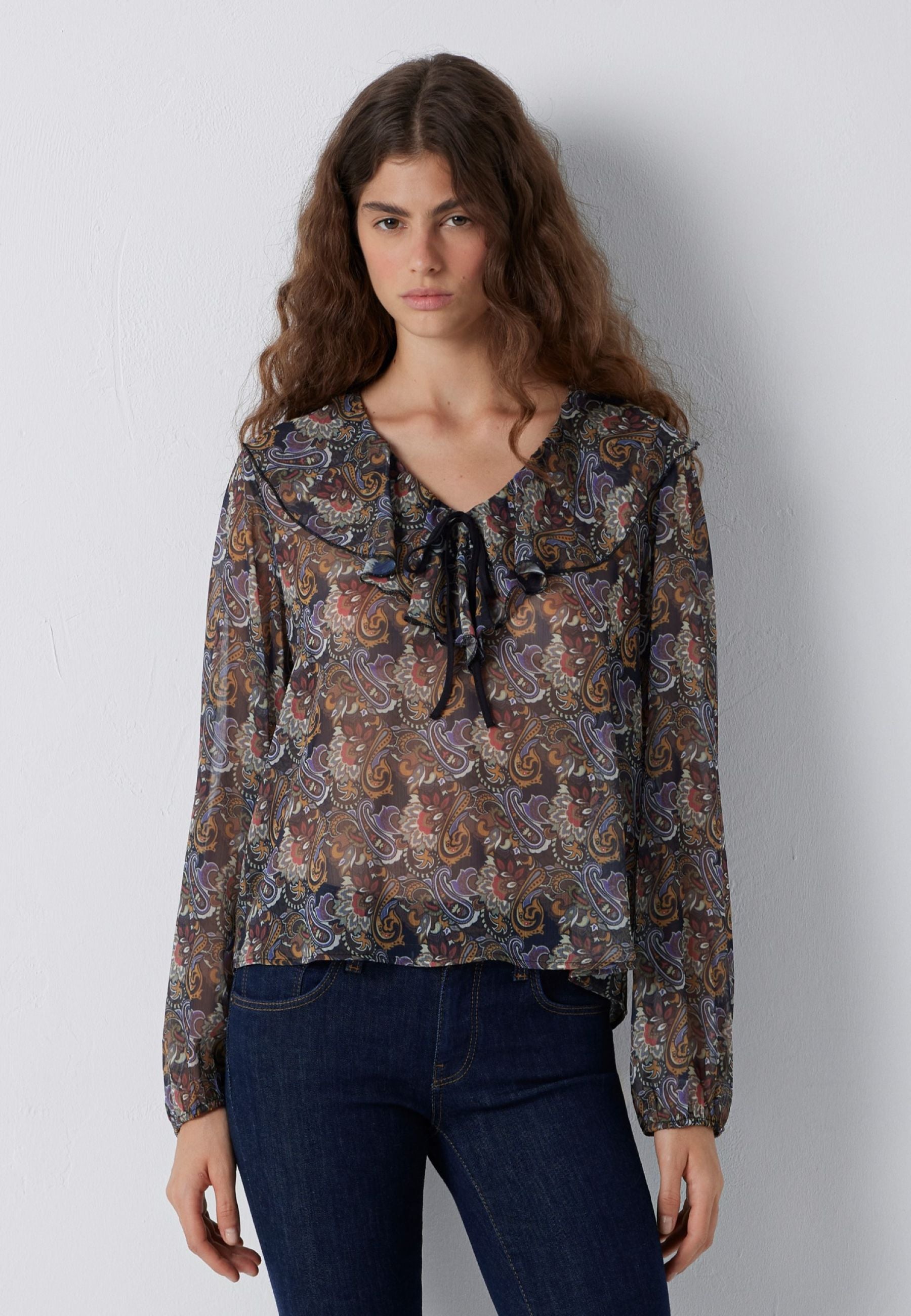 Bluse Paisley in Paisley Print Hemden Mavi