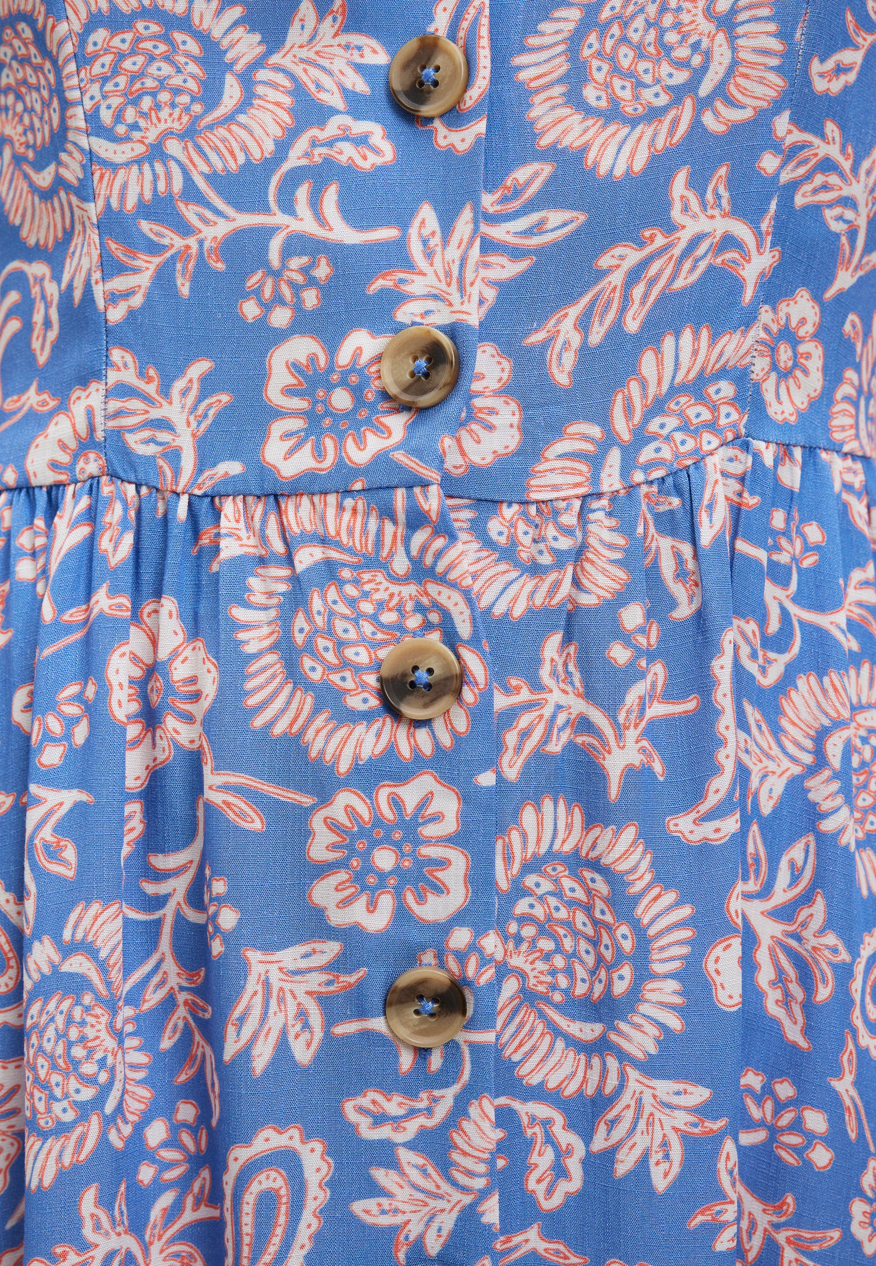 Button Up Dress in Blue Paisley Print Kleider Mavi   