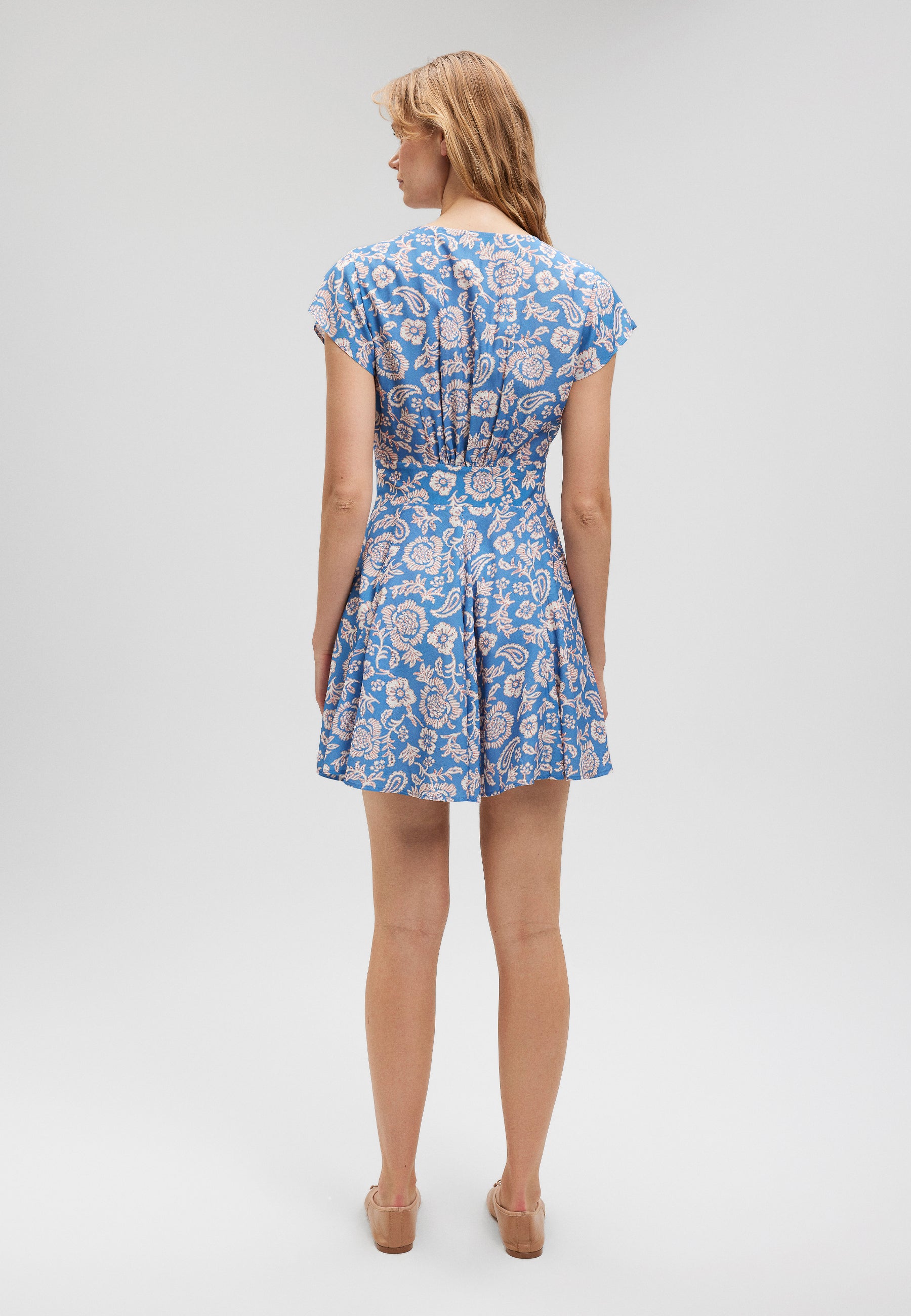 Mini Woven Dress in Blue Paisley Print Kleider Mavi   