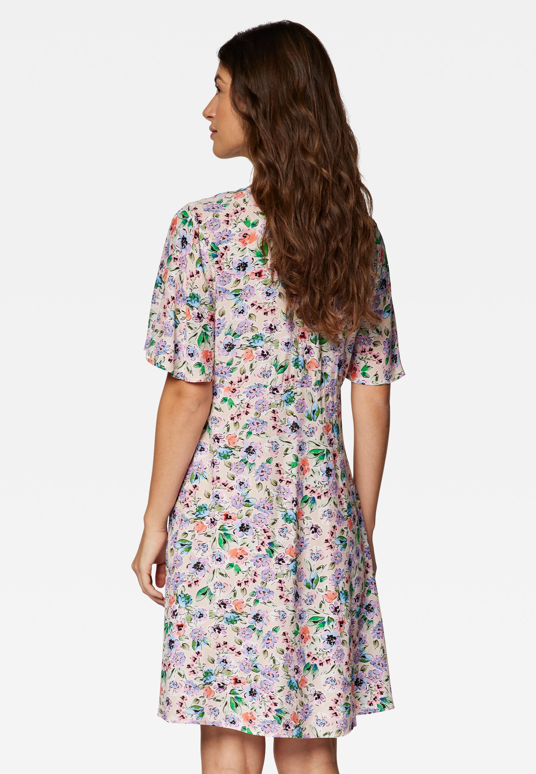 Short Sleeve Woven Dress in Watercolor Print Kleider Mavi   