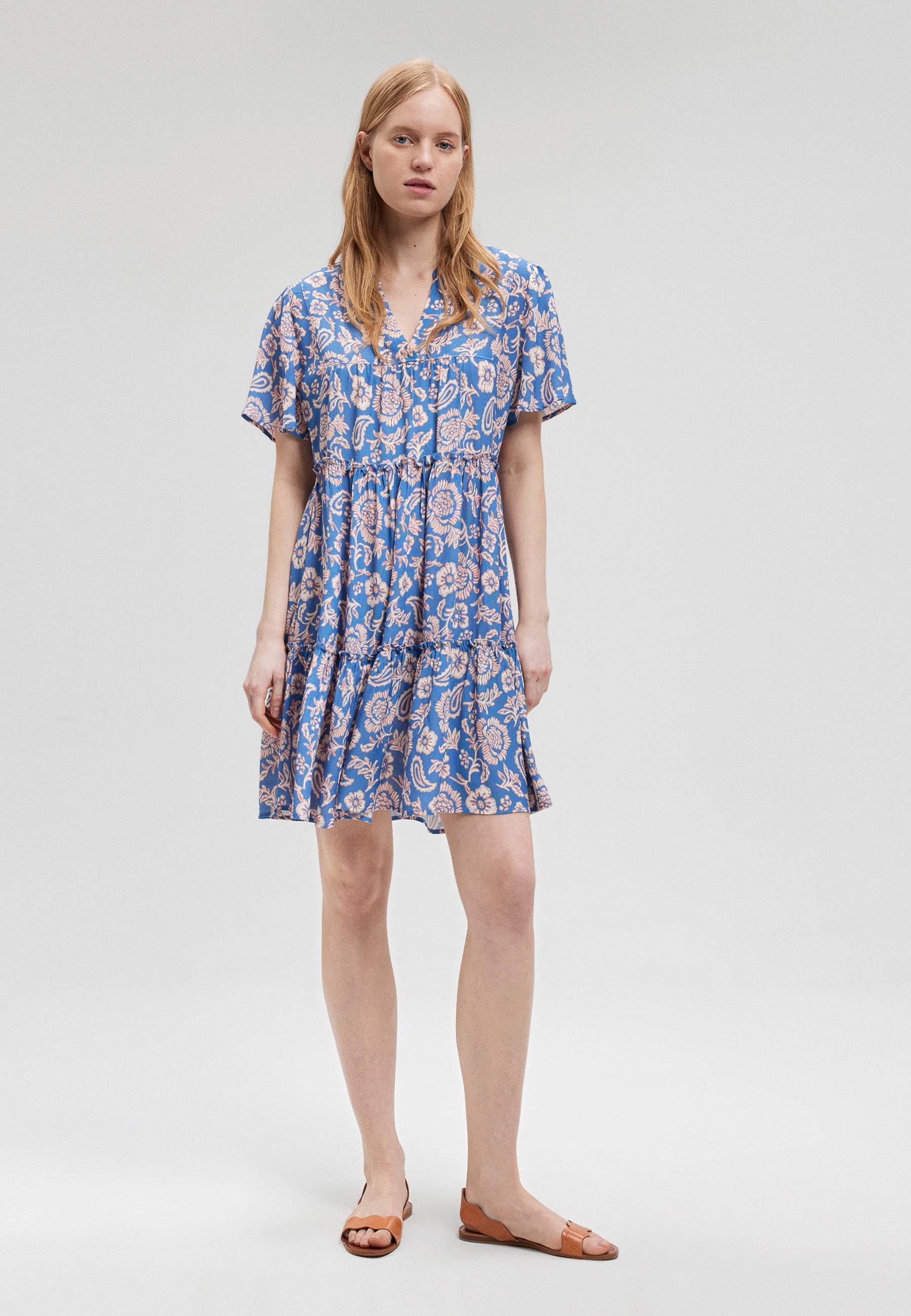 Easy Mini Dress in Blue Paisley Print Kleider Mavi   