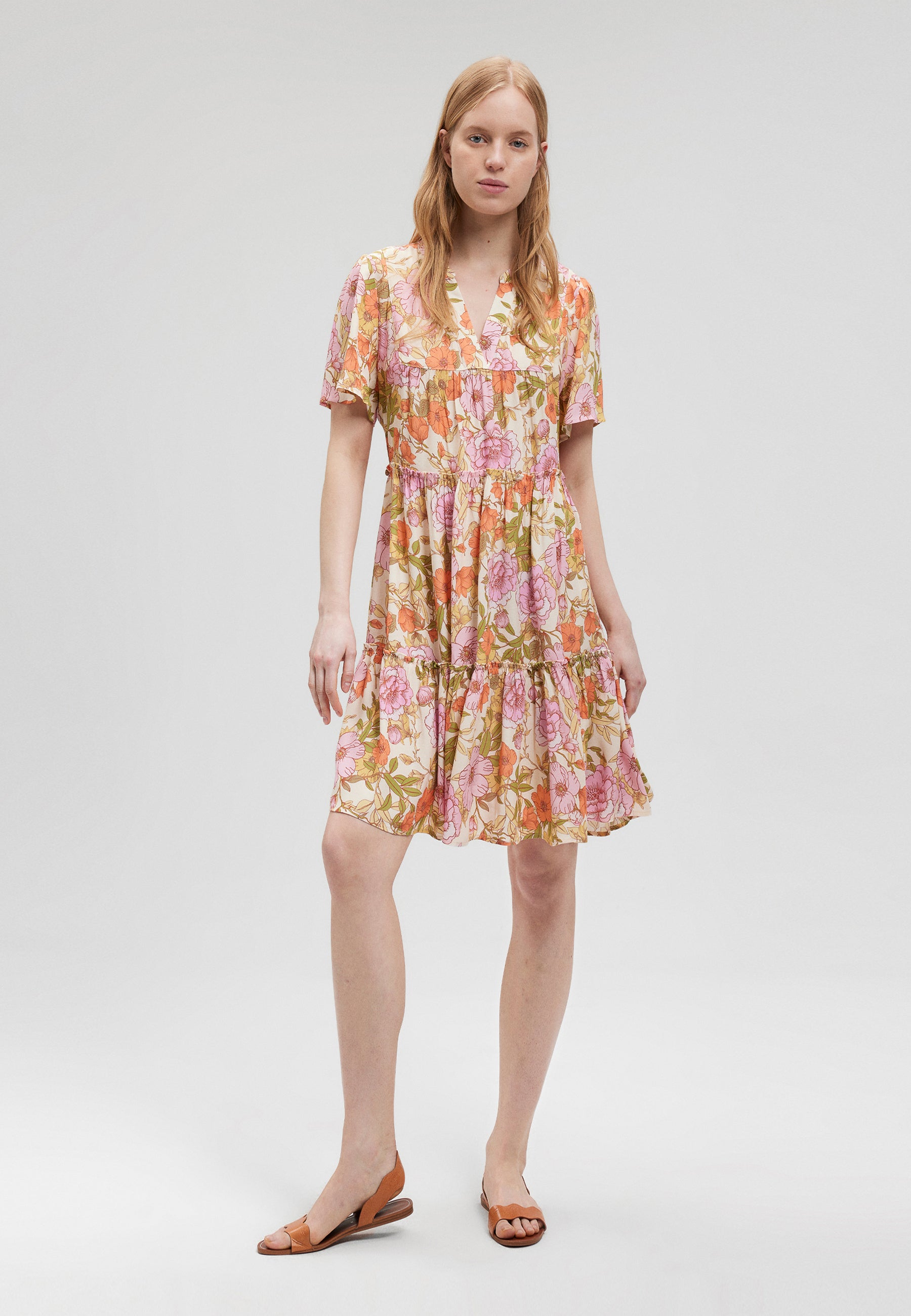 Easy Mini Dress in Pink Rose Print Kleider Mavi   