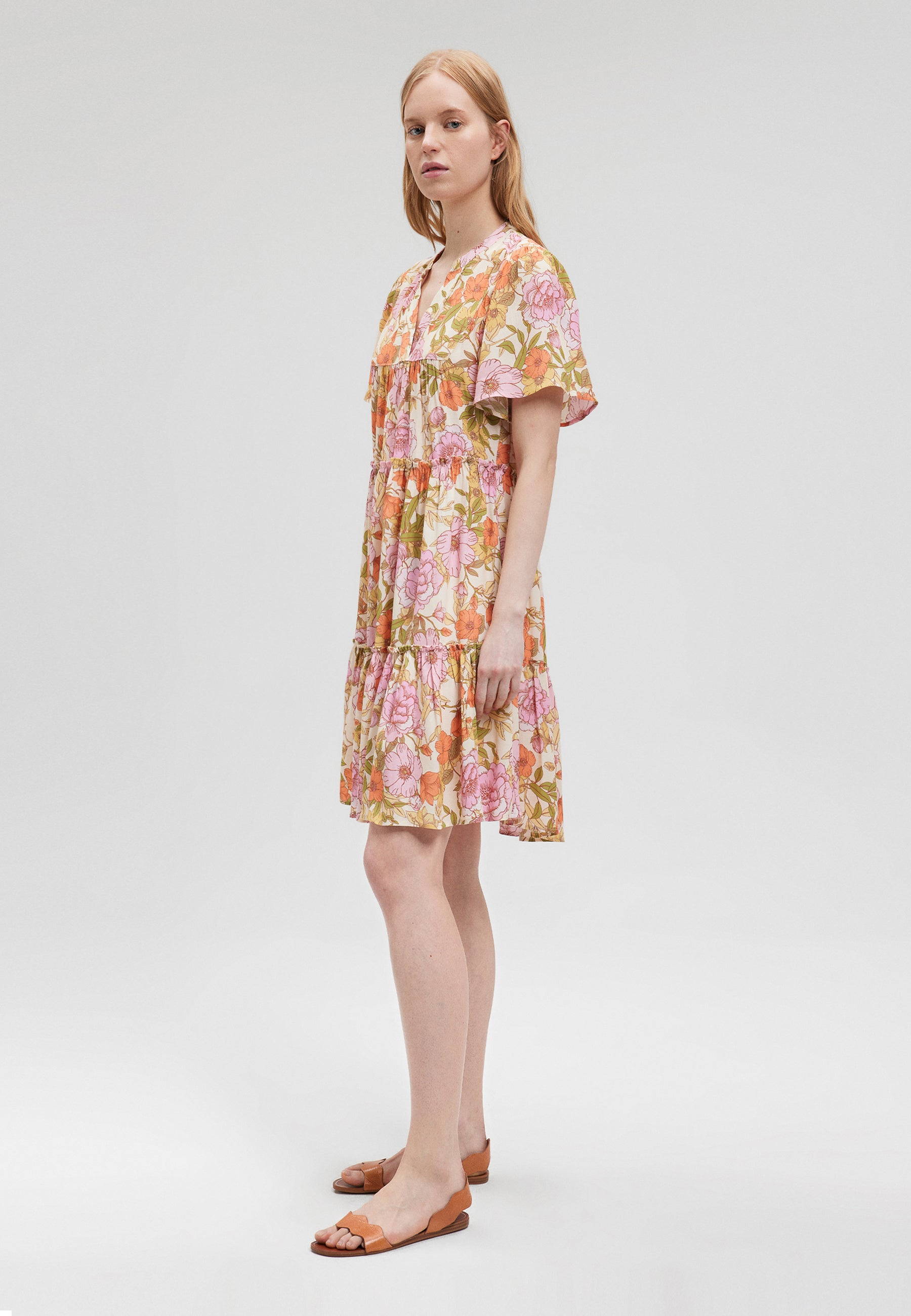 Easy Mini Dress in Pink Rose Print Kleider Mavi   