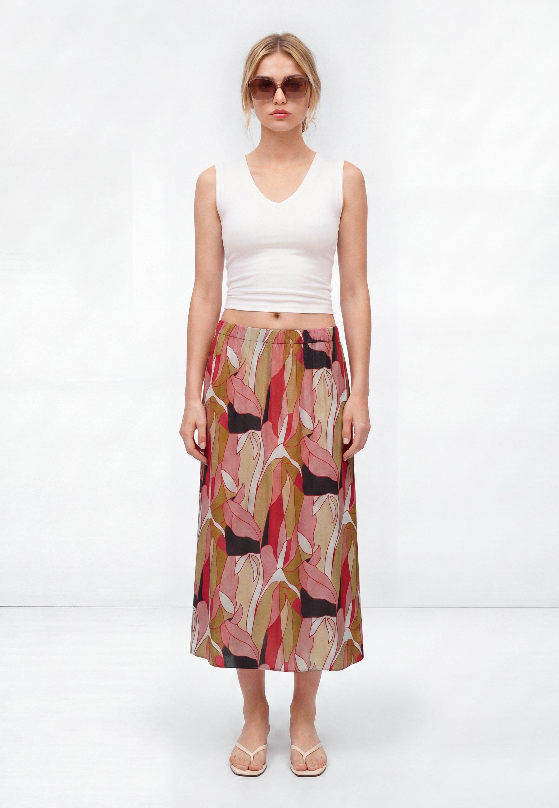Woven Skirt in Retro Pink Print Röcke Mavi
