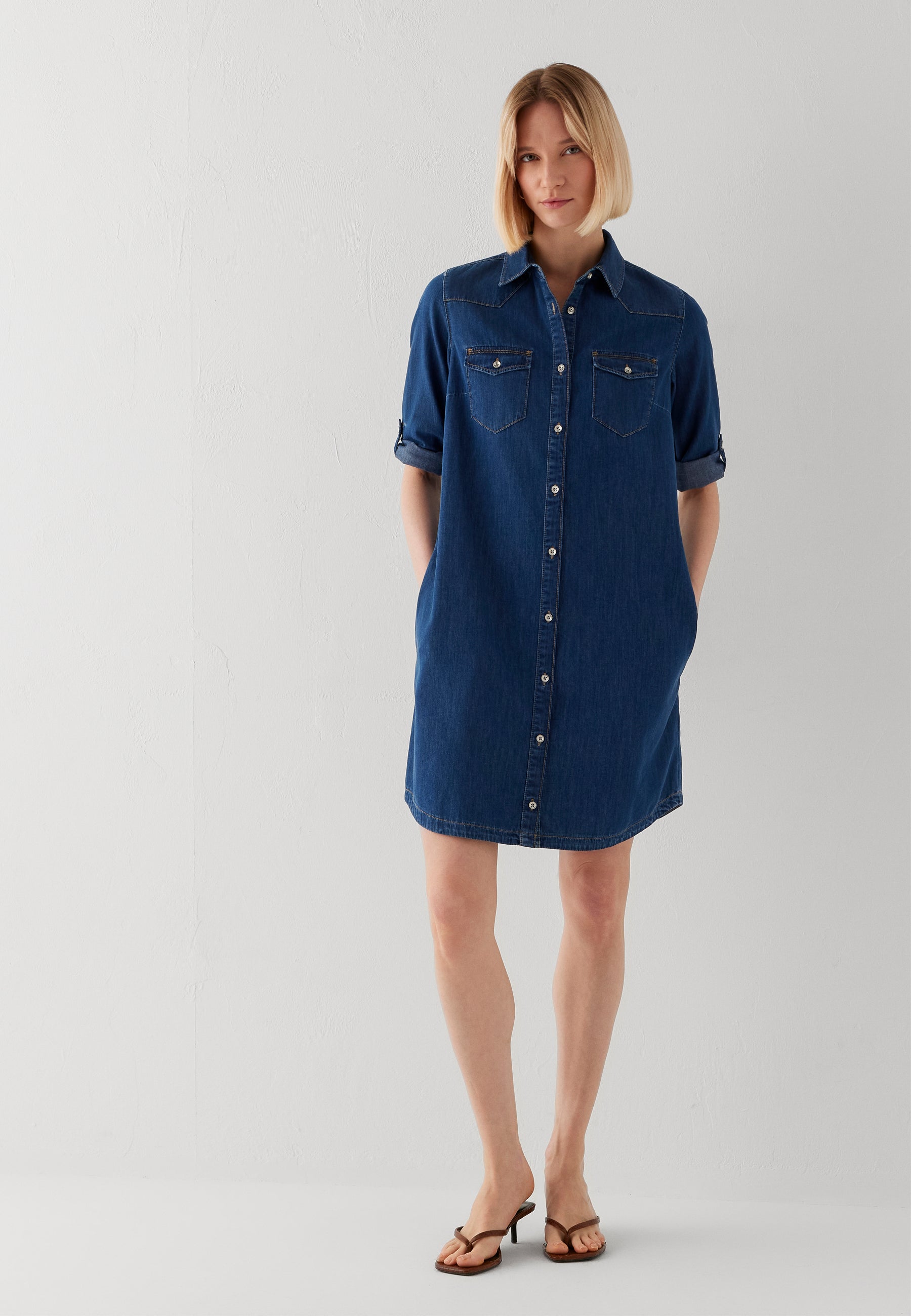 Lyra in Dark Blue Lt Denim Kleider Mavi