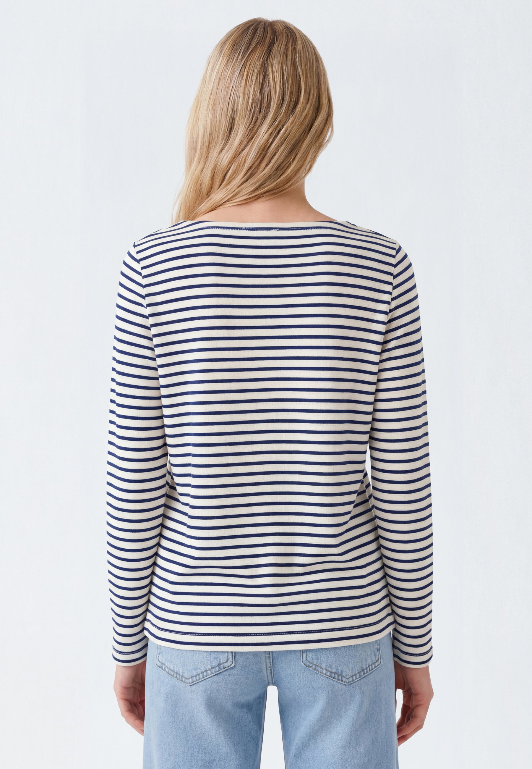 Long Sleeve Fashion Jersey in Peacoat Stripe T-Shirts Mavi