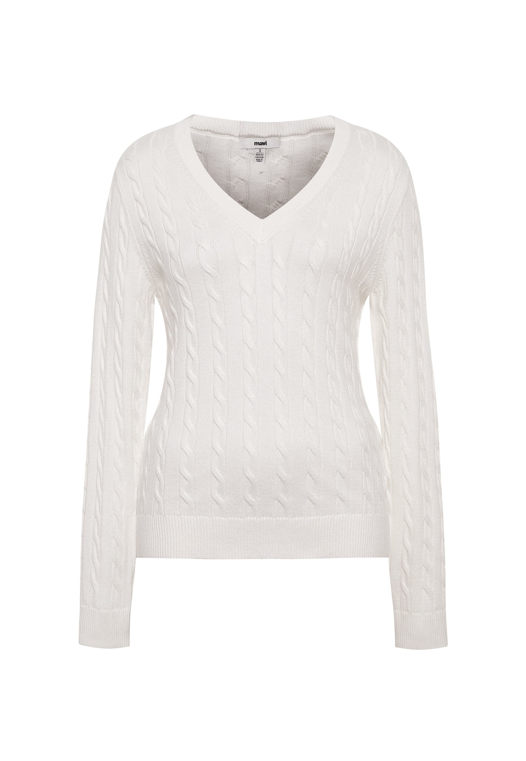 V-Neck Sweater in Antique White Pullover Mavi   