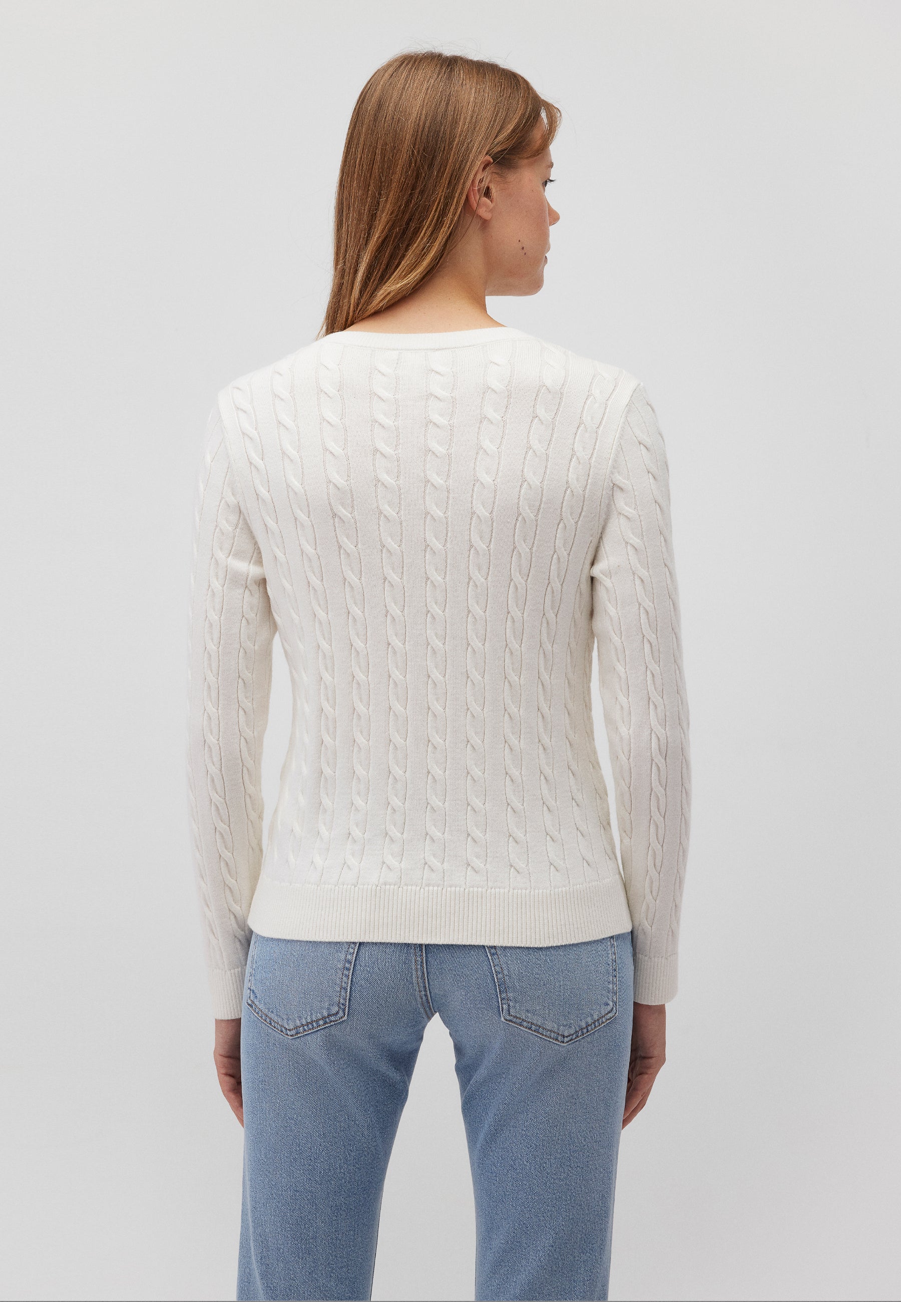 V-Neck Sweater in Antique White Pullover Mavi   