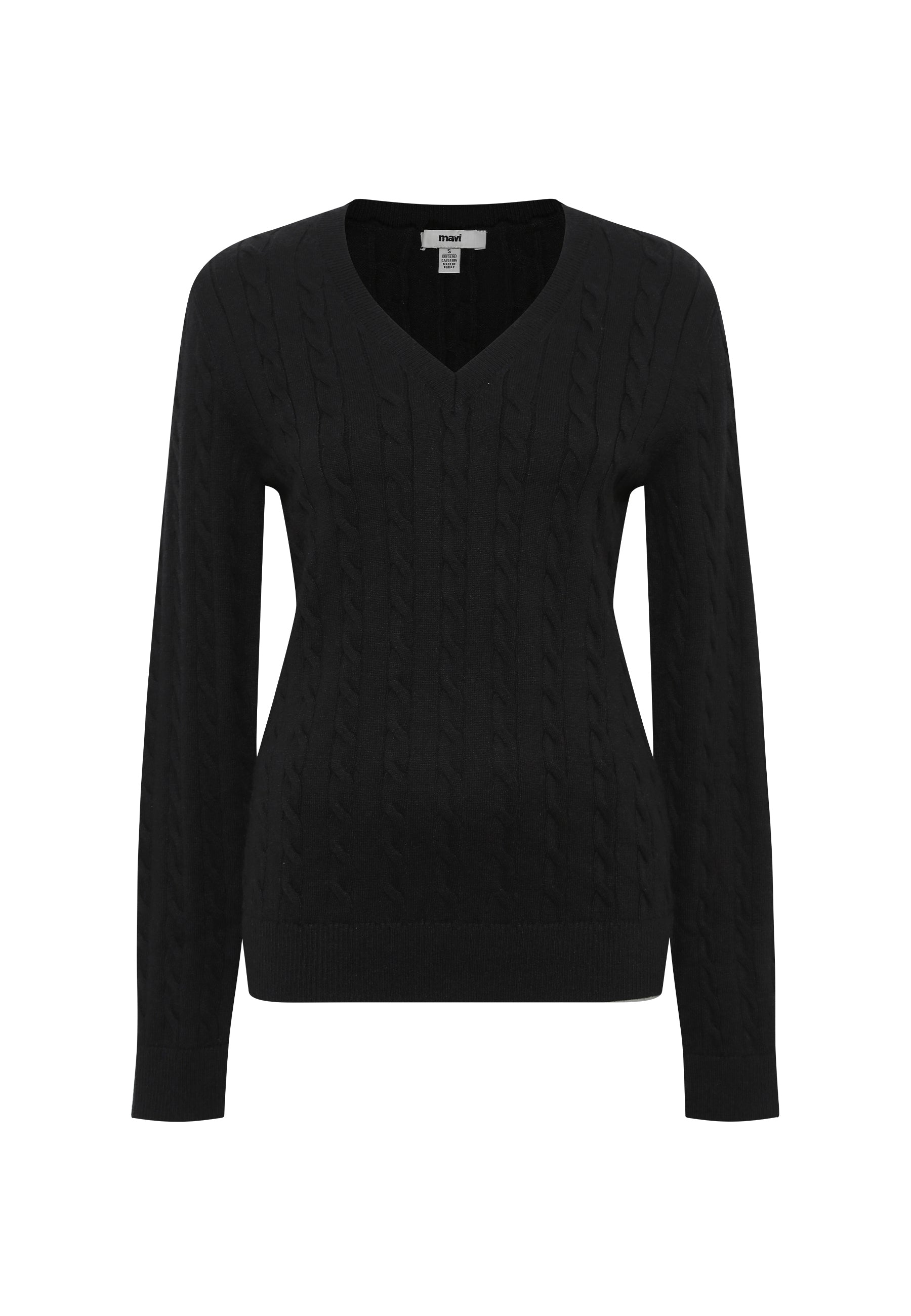 V-Neck Sweater in Black Pullover Mavi   