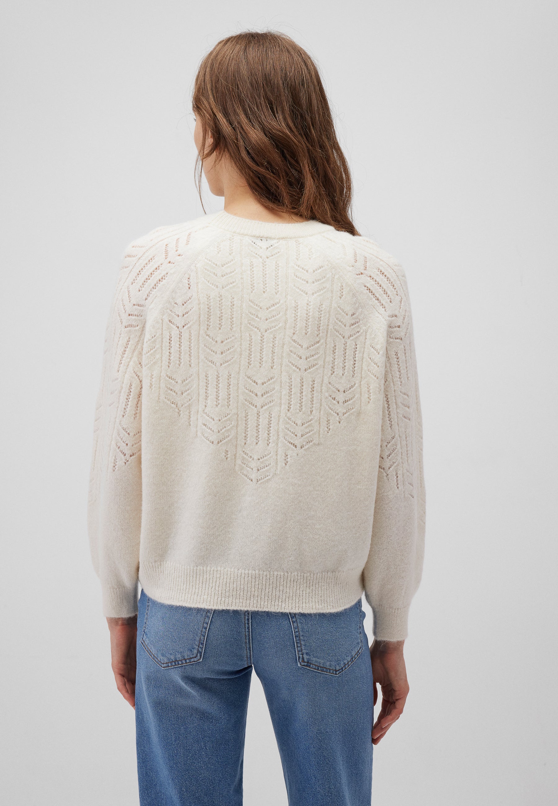 Crew Neck Sweater in Antique White Pullover Mavi   