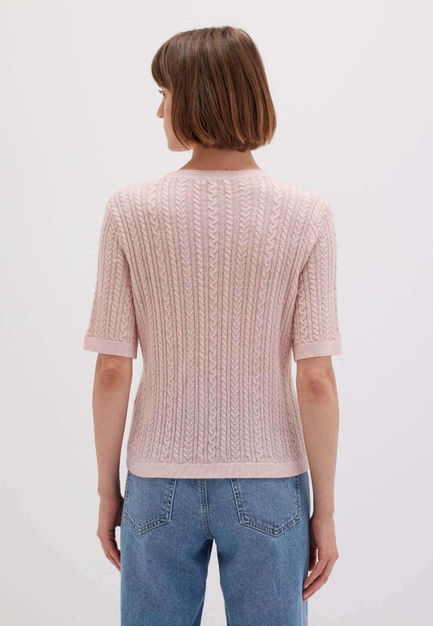Short Sleeve Tricot in Lotus Melange Pullover Mavi