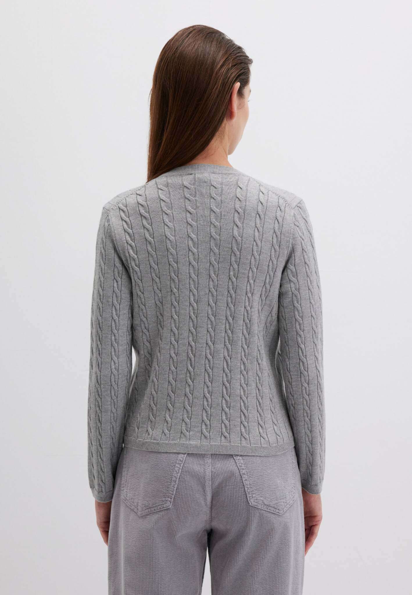 Button Short Cardigan in Mid Grey Melange Strickjacken Mavi