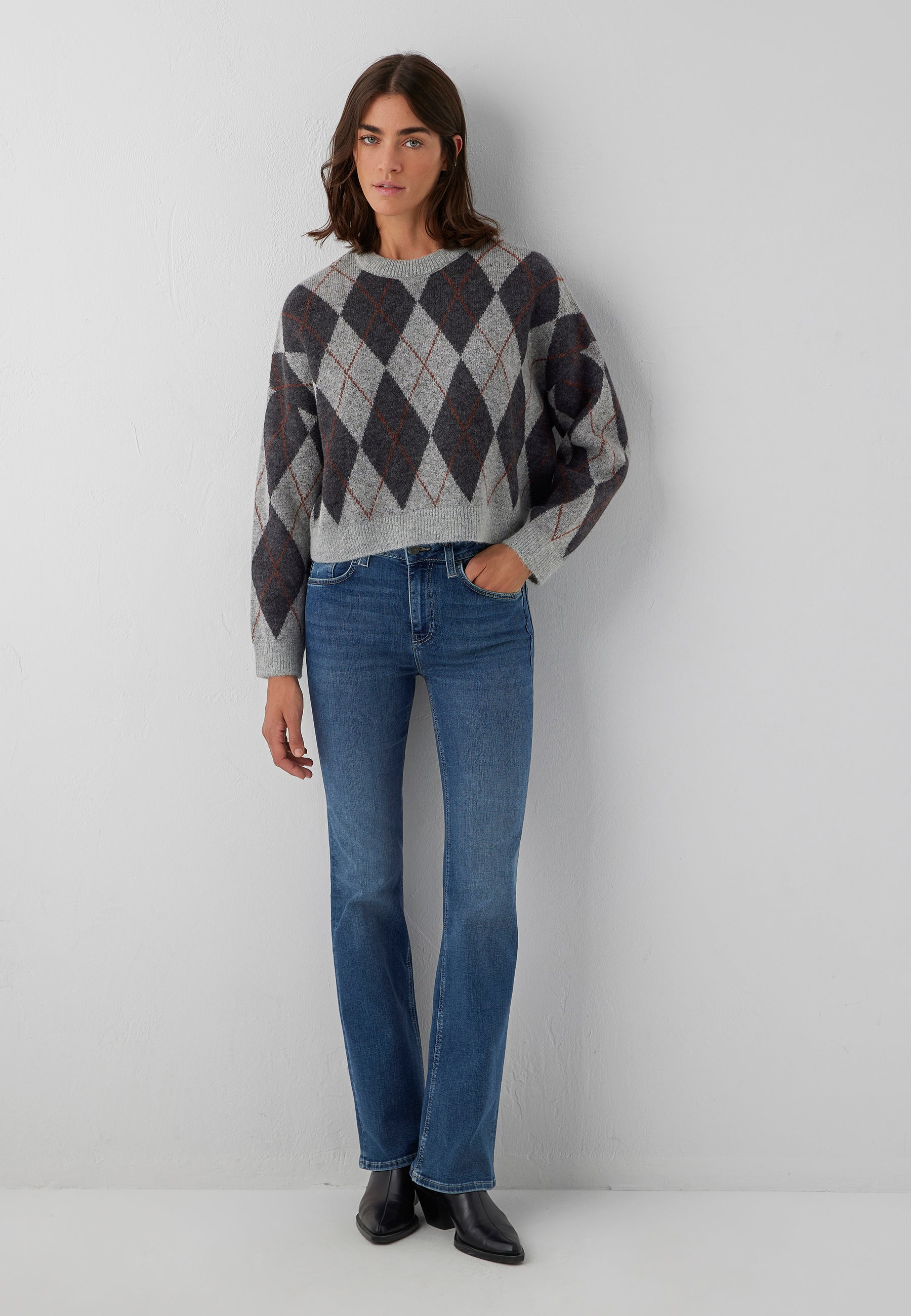Pullover Crew Neck in Mid Grey Melange