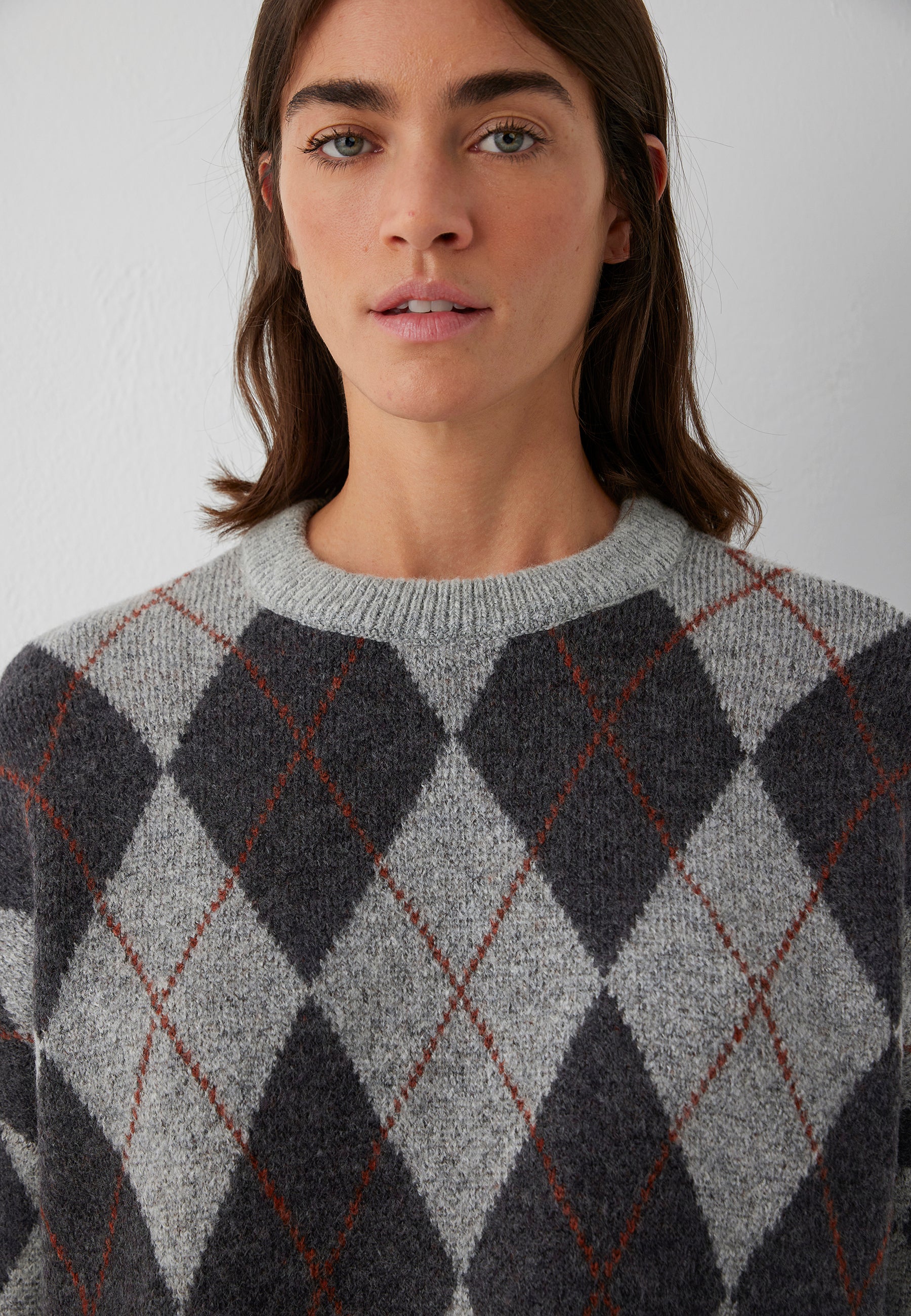 Pullover Crew Neck in Mid Grey Melange
