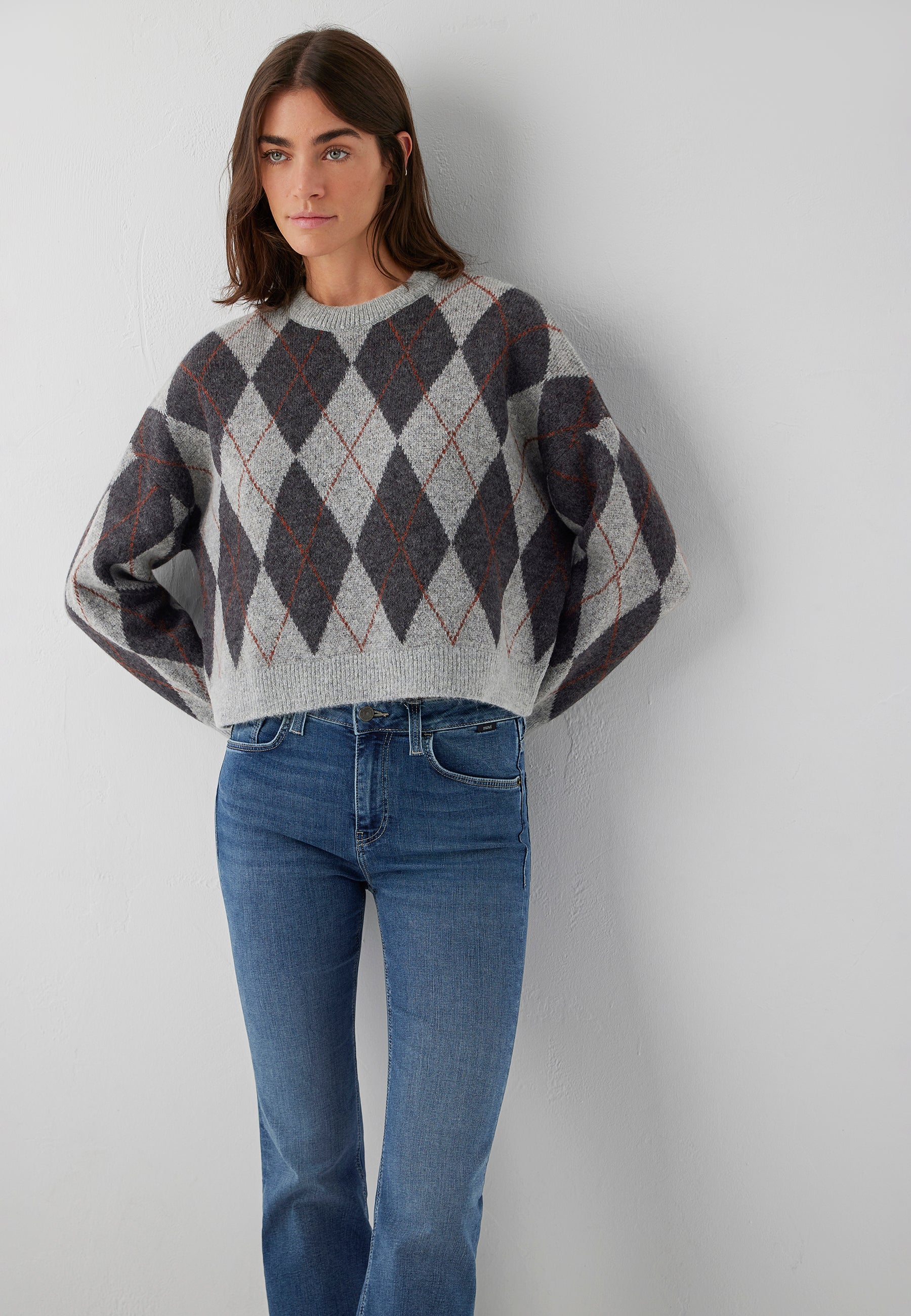 Pullover Crew Neck in Mid Grey Melange