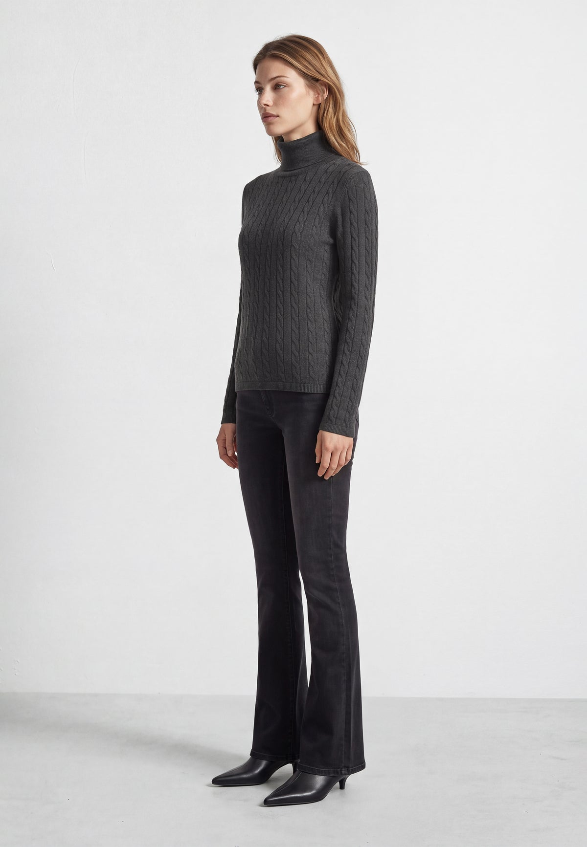 Rollkragenpullover High Neck in Dark Grey Melange Pullover Mavi