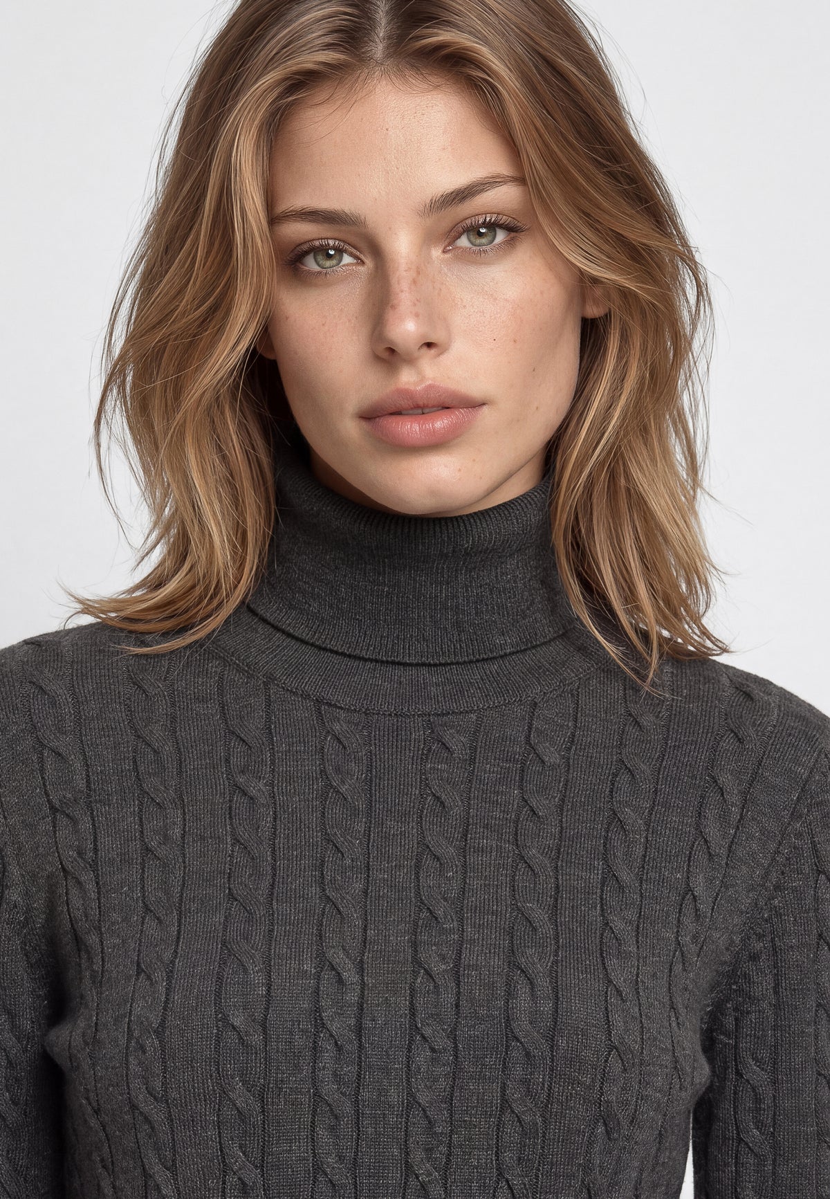 Rollkragenpullover High Neck in Dark Grey Melange Pullover Mavi
