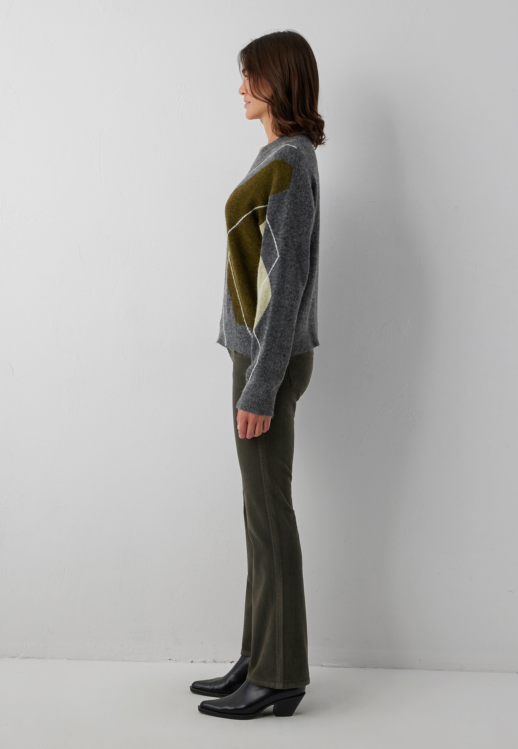 Pullover V-Neck in Antrasit Melange
