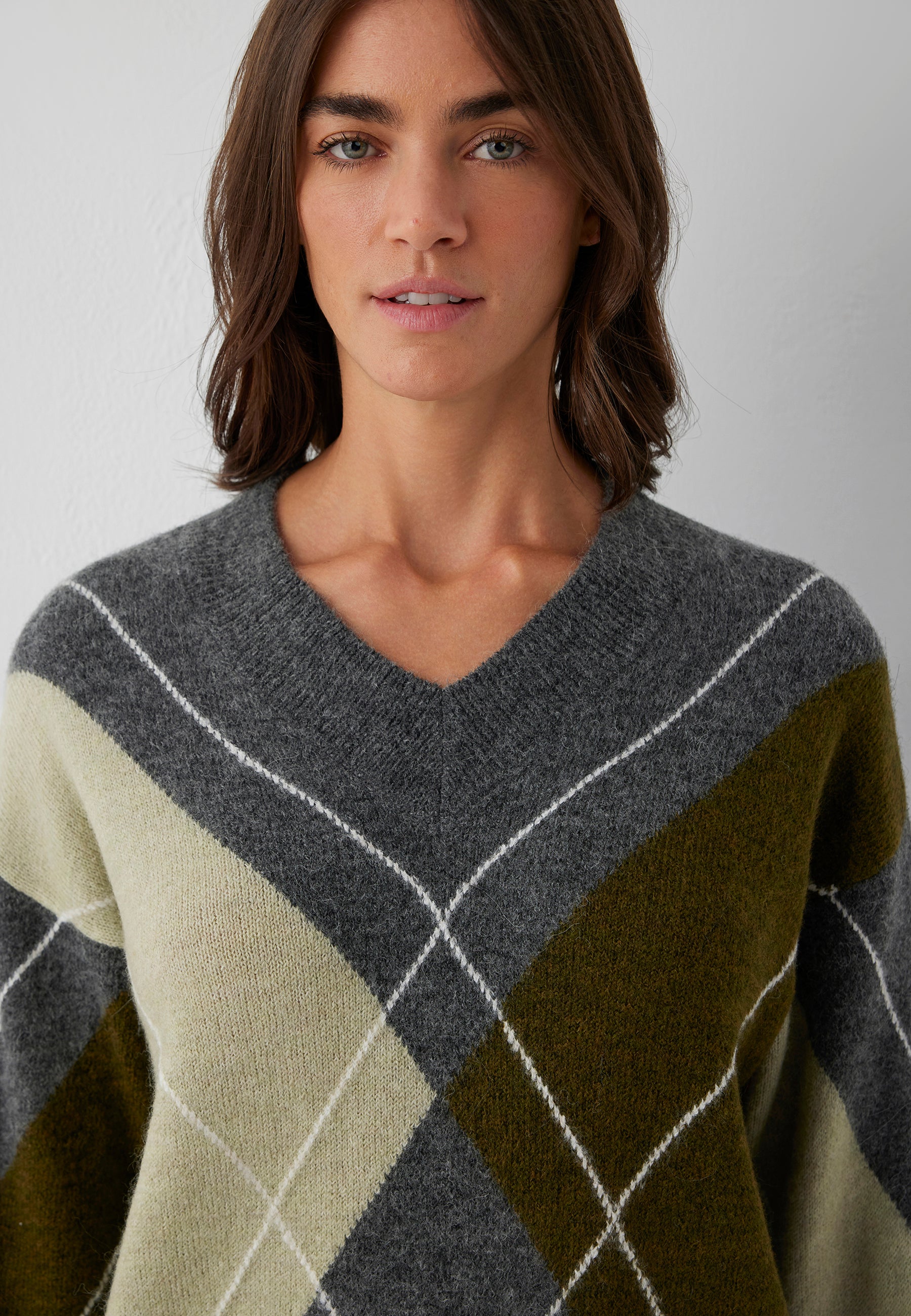 Pullover V-Neck in Antrasit Melange