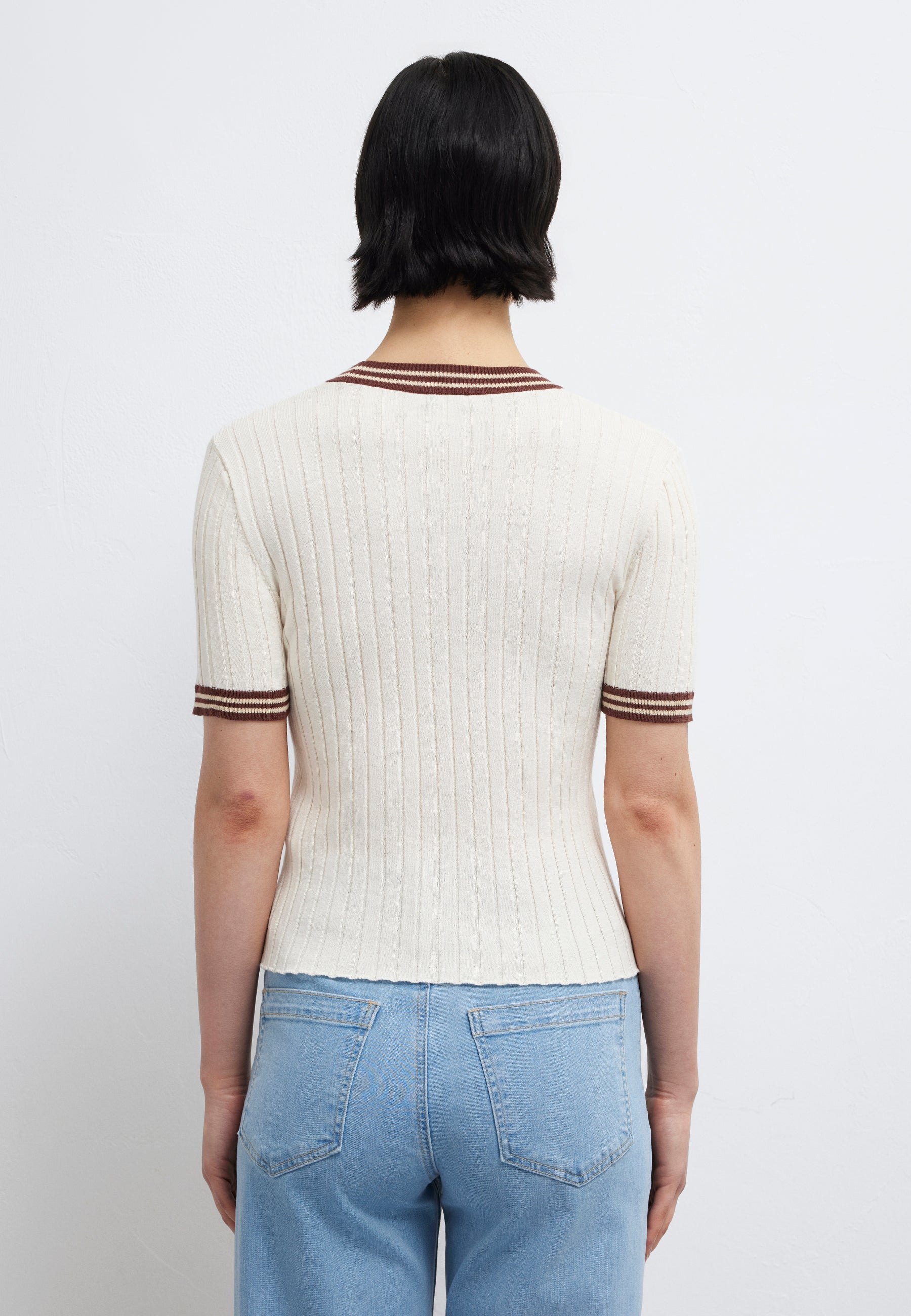 Short Sleeve Tricot in Egret T-Shirts Mavi