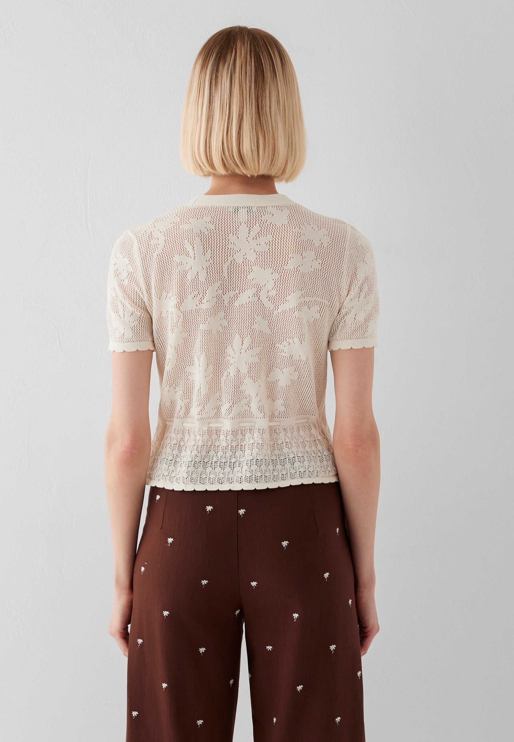 Short Sleeve Cardigan in Antique White Pullover Mavi