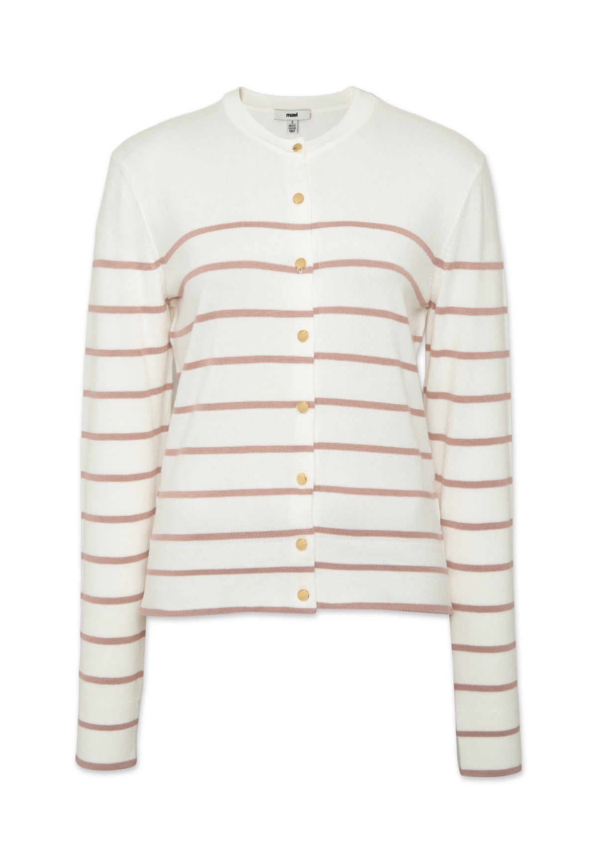 Strickjacke Buttoned in Woodrose Stripe Pullover Mavi