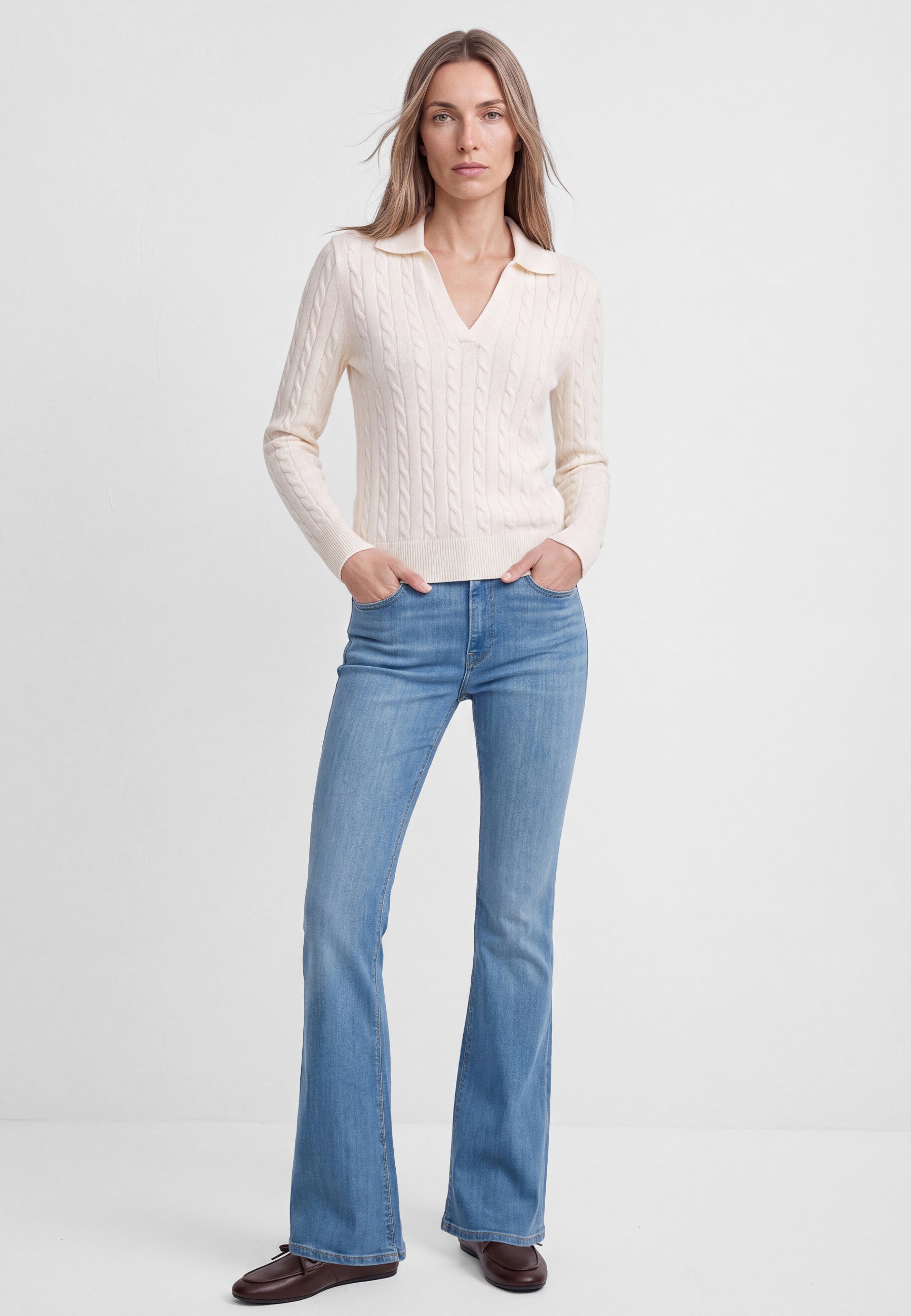 Pullover Polo in Antique White